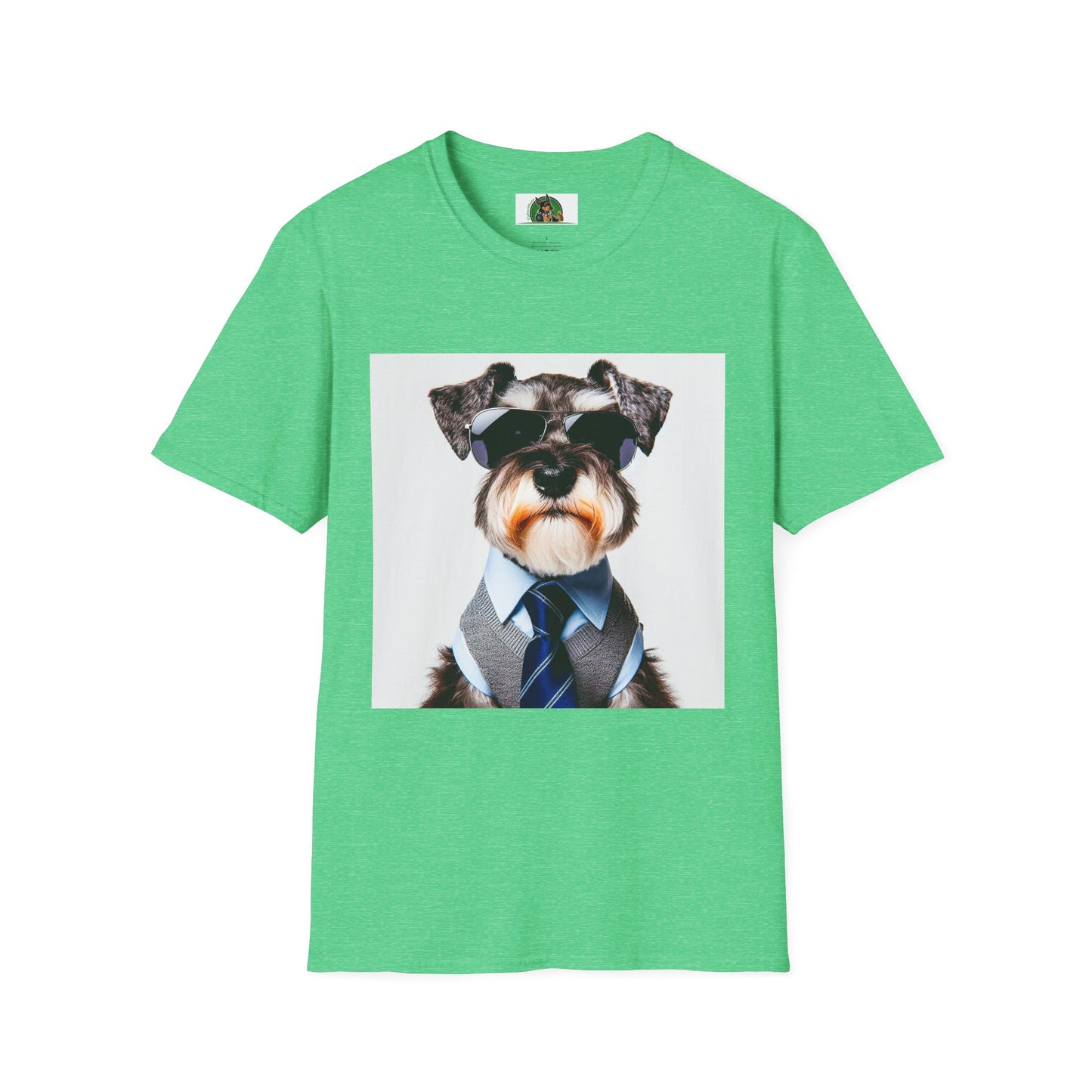 Schnauzer T-Shirt with Miniature Schnauzer Design T-Shirt Printify S Heather Irish Green 