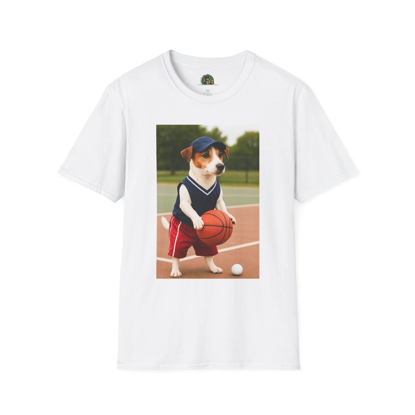 Jack Russell Basketball T-Shirt — Sports Dog Tee for Dog Lovers T-Shirt Printify White S