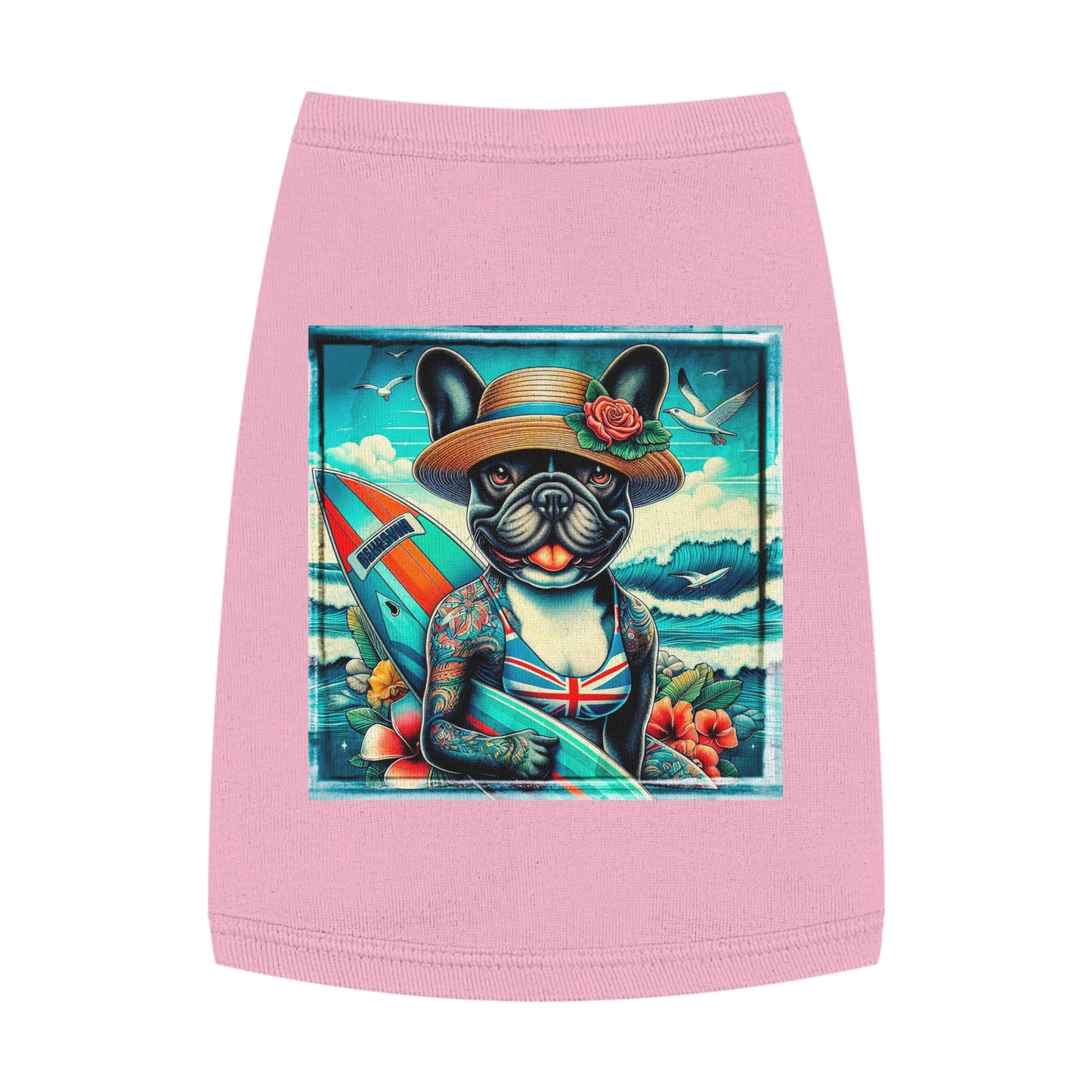 Pet Tank Top French Bulldog beach beauty t shirt Pets Printify M Pink