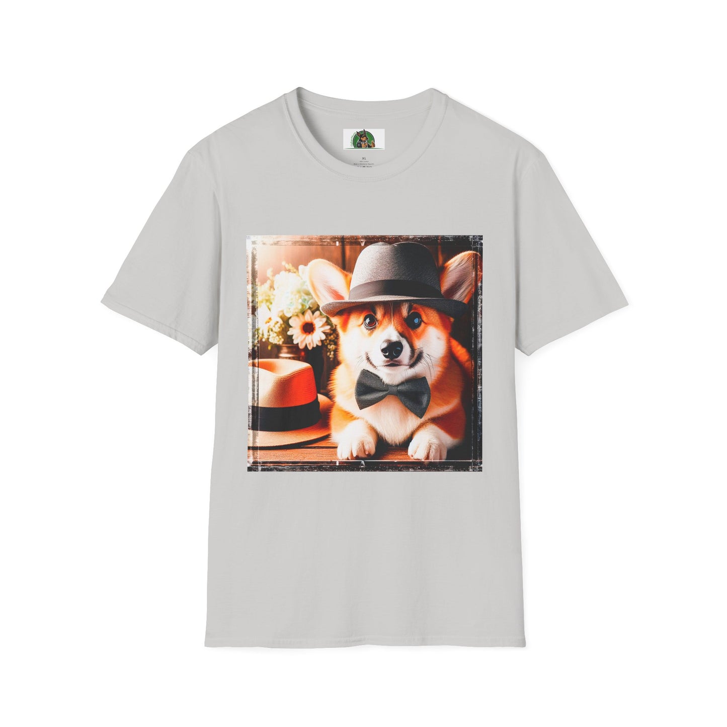 Pembroke Welsh Corgi top hat shirt T-Shirt Printify S Ice Grey