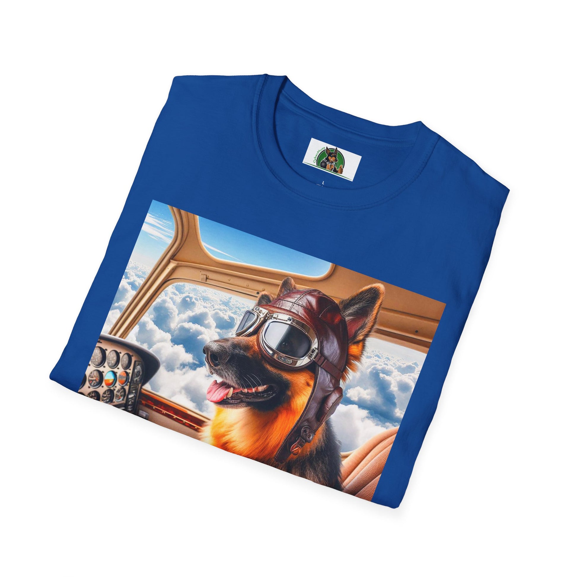 German Shepherd airline pilot T-Shirt Printify