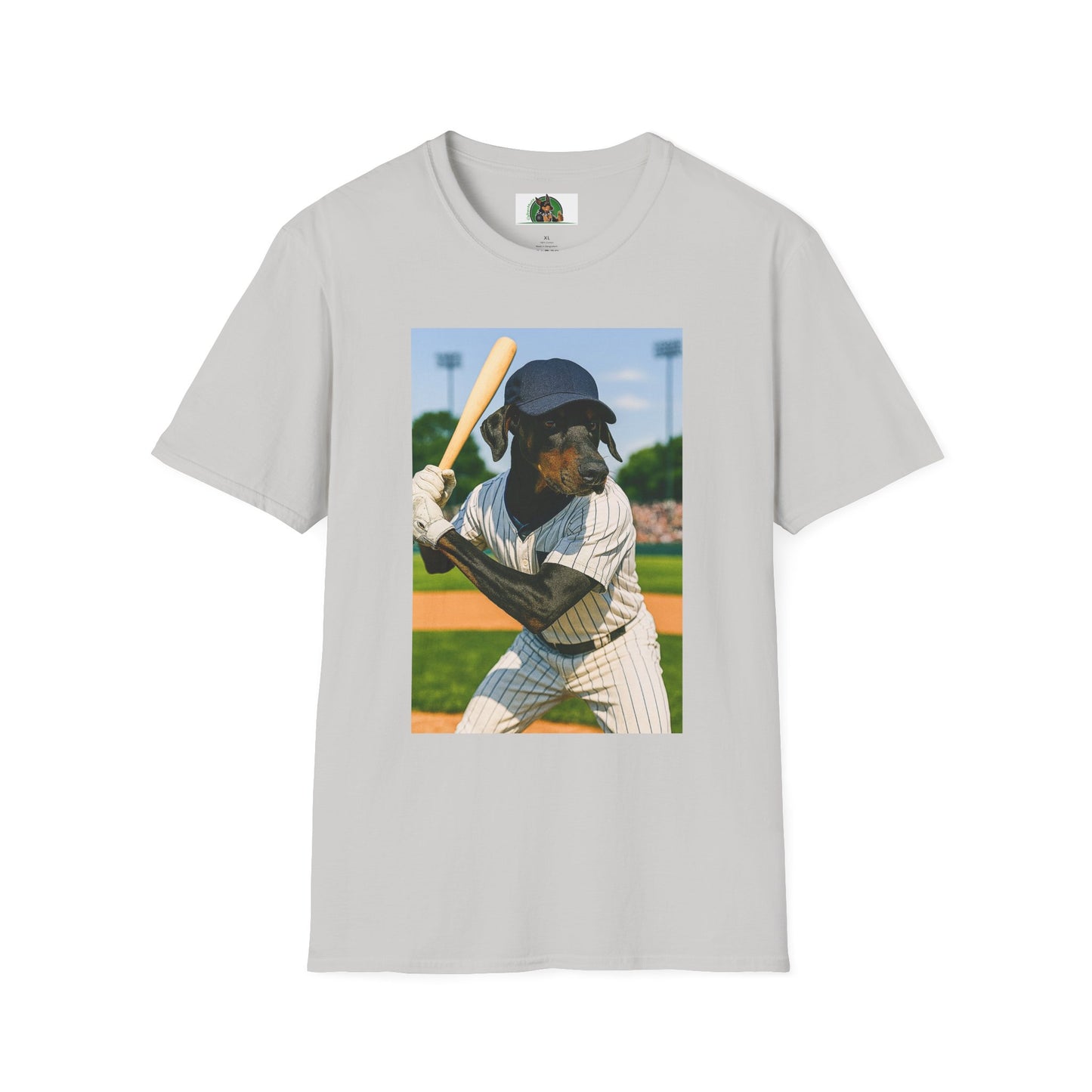 Baseball Doberman Sports T-Shirt T-Shirt Printify Ice Grey S