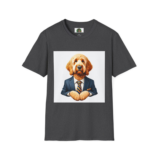 Golden Doodle sitting businessman T-Shirt Printify XS Dark Heather
