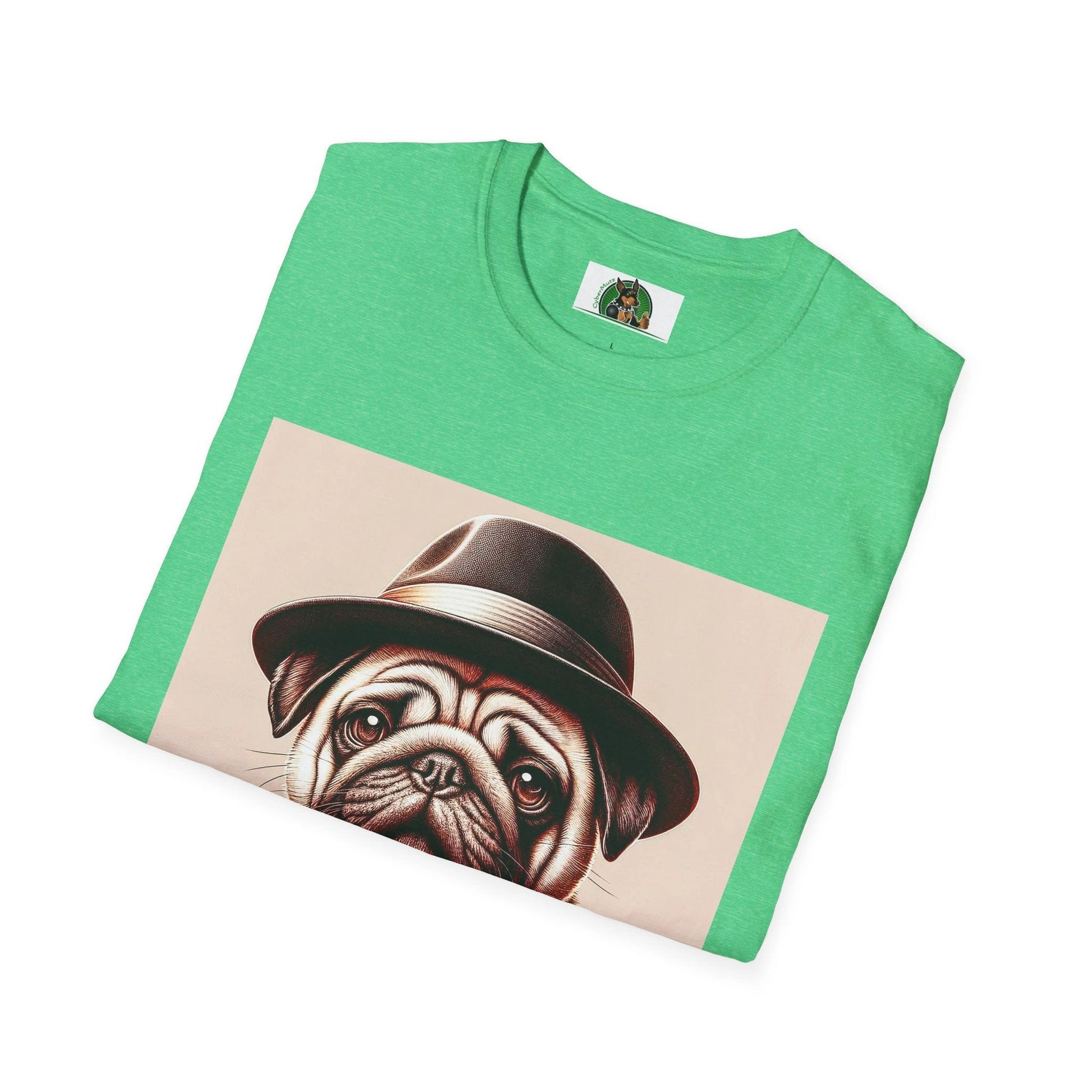 Pug Fedora T-Shirt by Printify