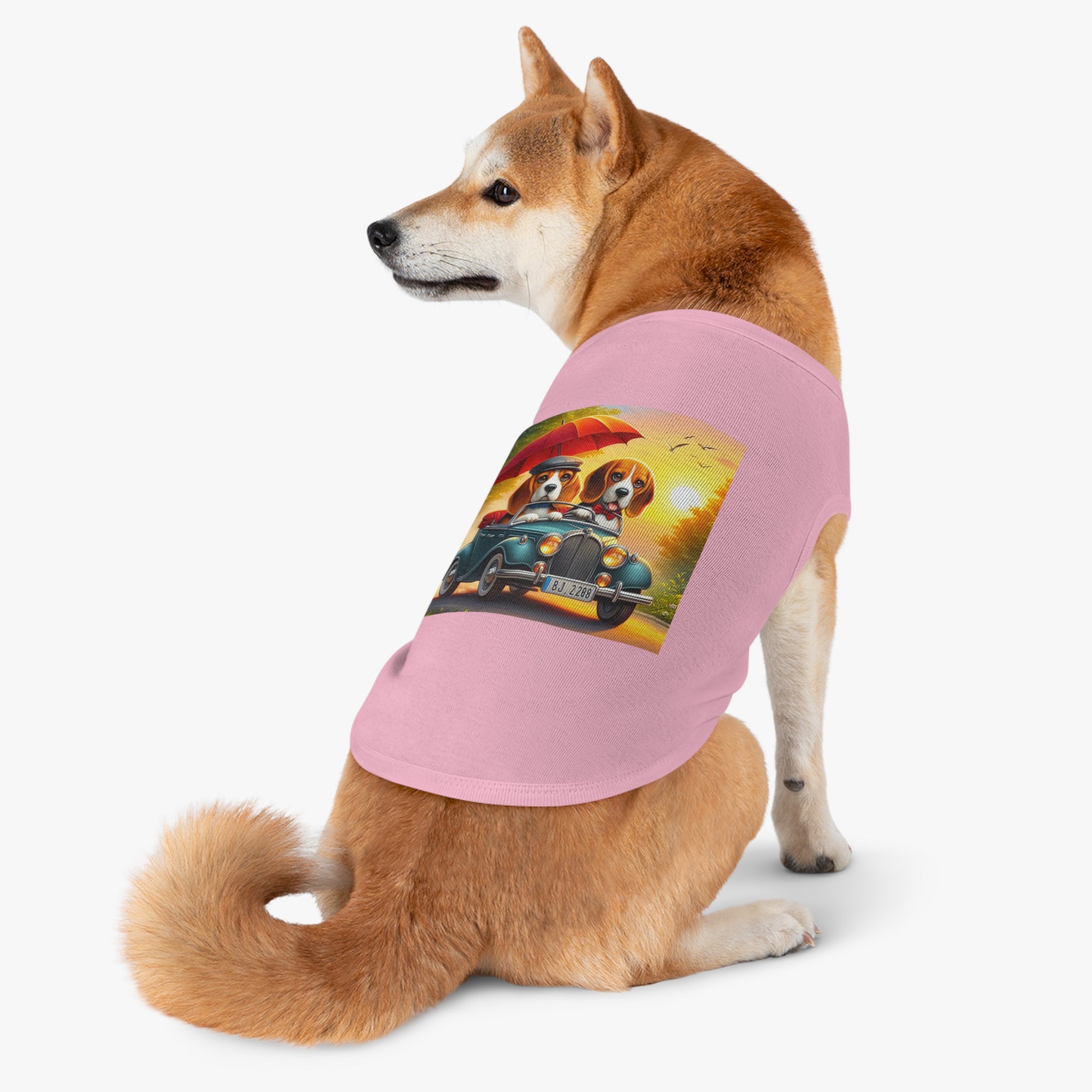 Pet Tank Top Wacky Beagle Dog Couple Sunday Driving Pets Printify   