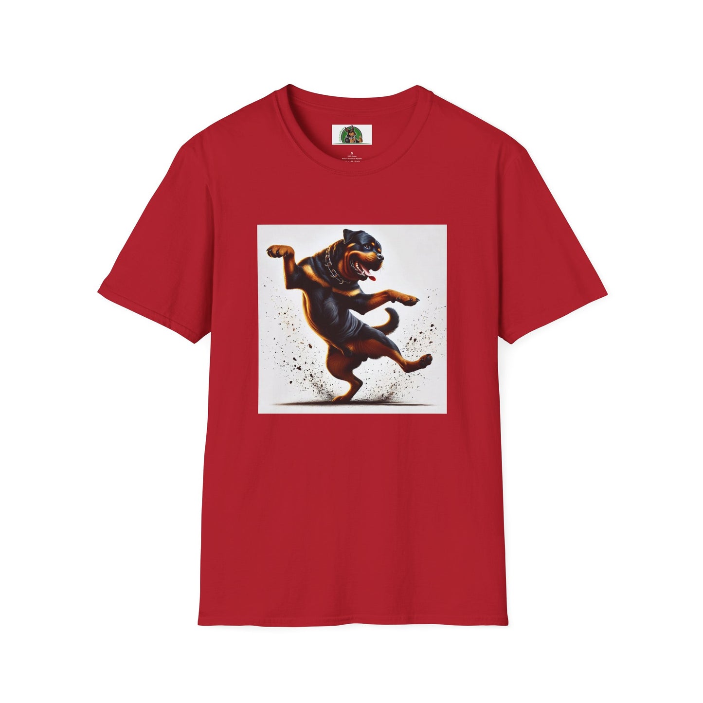 Dancing Rottweiler T-Shirt for Dog Lovers T-Shirt Printify S Cherry Red