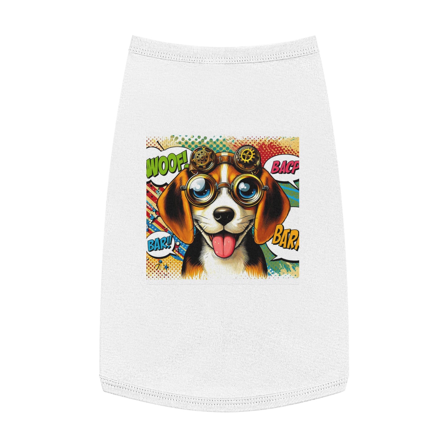 Pet Tank Top Wacky Beagle Steampunk Pop Art Dog Pets Printify L White 