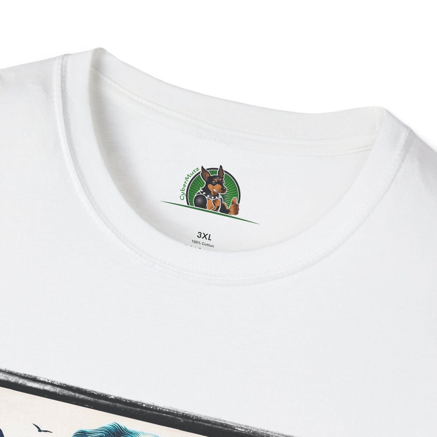 Australian Shepherd Turquoise Surf Board Beach Dog T-Shirt Printify