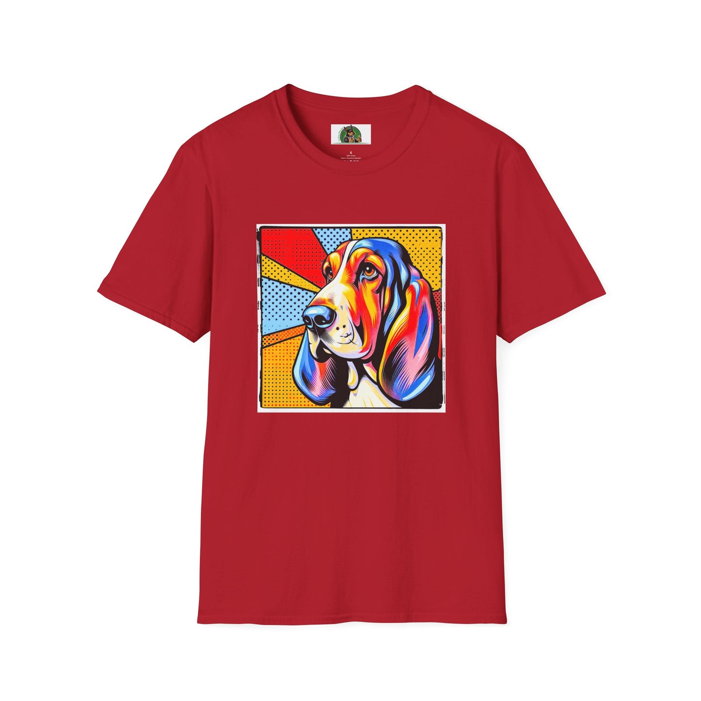 Basset Hound Profile Pop Art Pic T-Shirt Printify S Cherry Red 