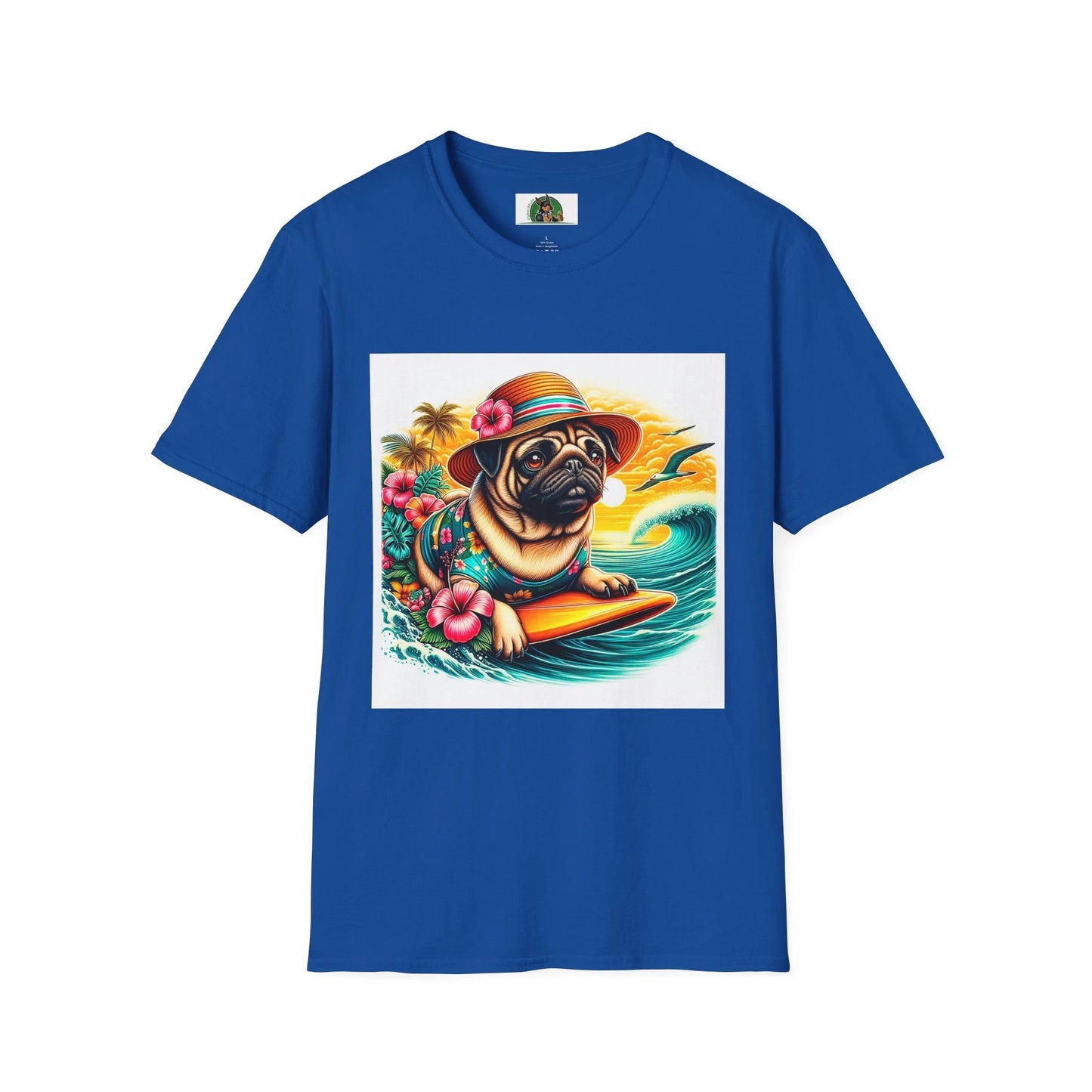 Surfer Pug T-Shirt T-Shirt Printify XS Royal