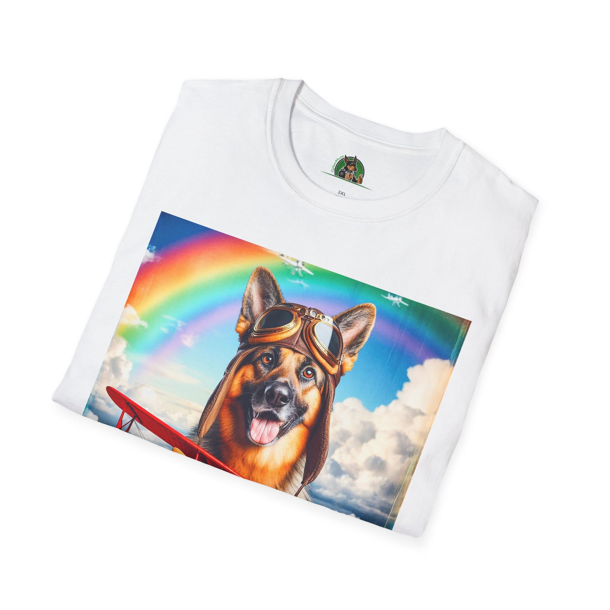 German Shepherd airplane flying T-Shirt Printify