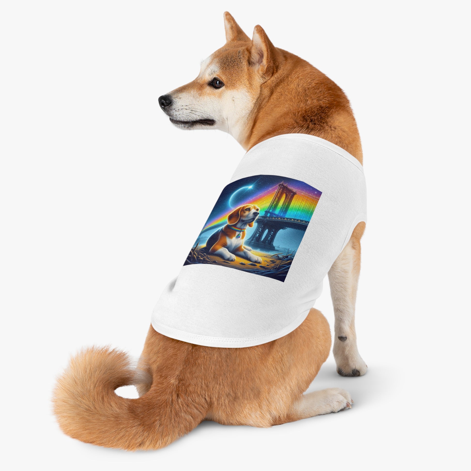 Pet Tank Top Beagle Under Rainbow Bridge Pets Printify   