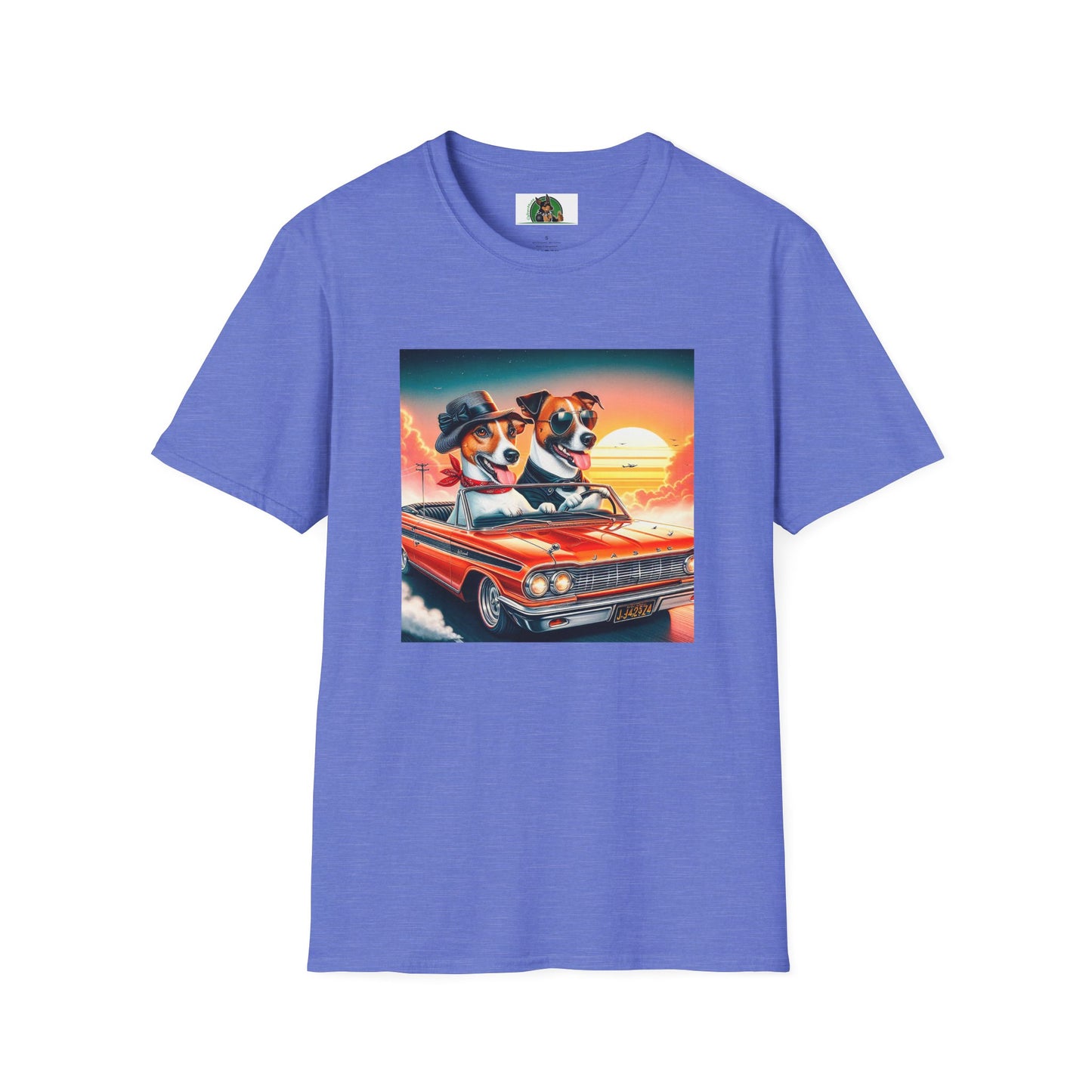 Wacky Jack Russell Couple In Car T-Shirt Printify S Heather Royal