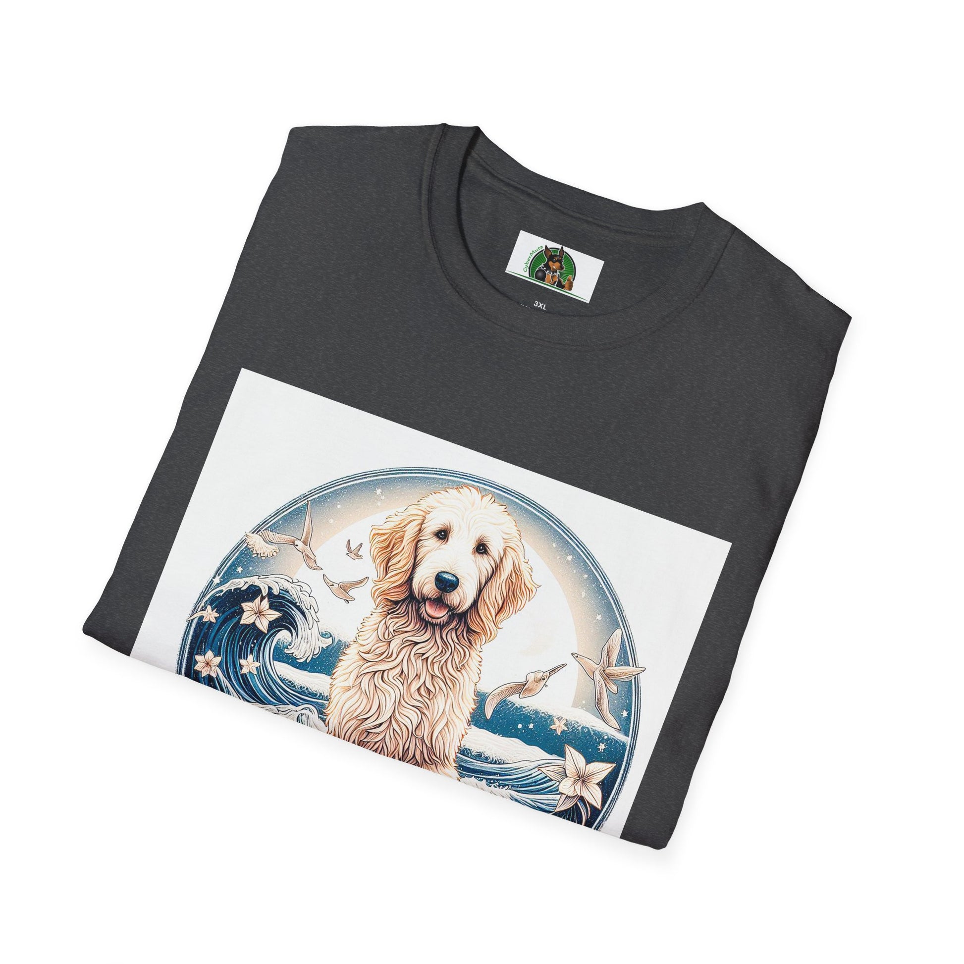 Golden Doodle flowery waves t shirt T-Shirt Printify