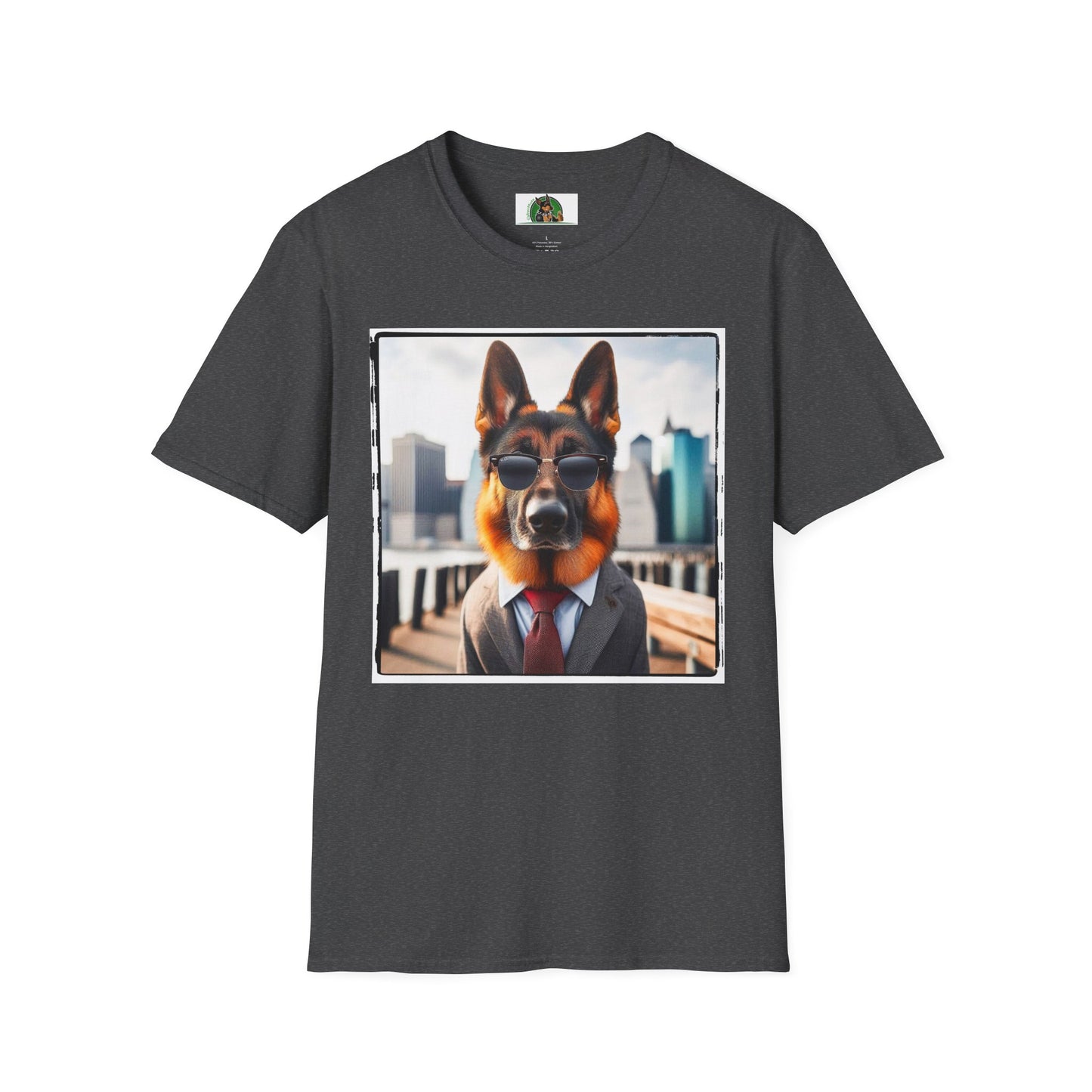 German Shepherd suit and tie shirt T-Shirt Printify Dark Heather S