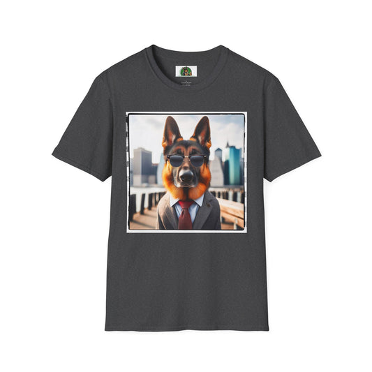 German Shepherd suit and tie shirt T-Shirt Printify Dark Heather S