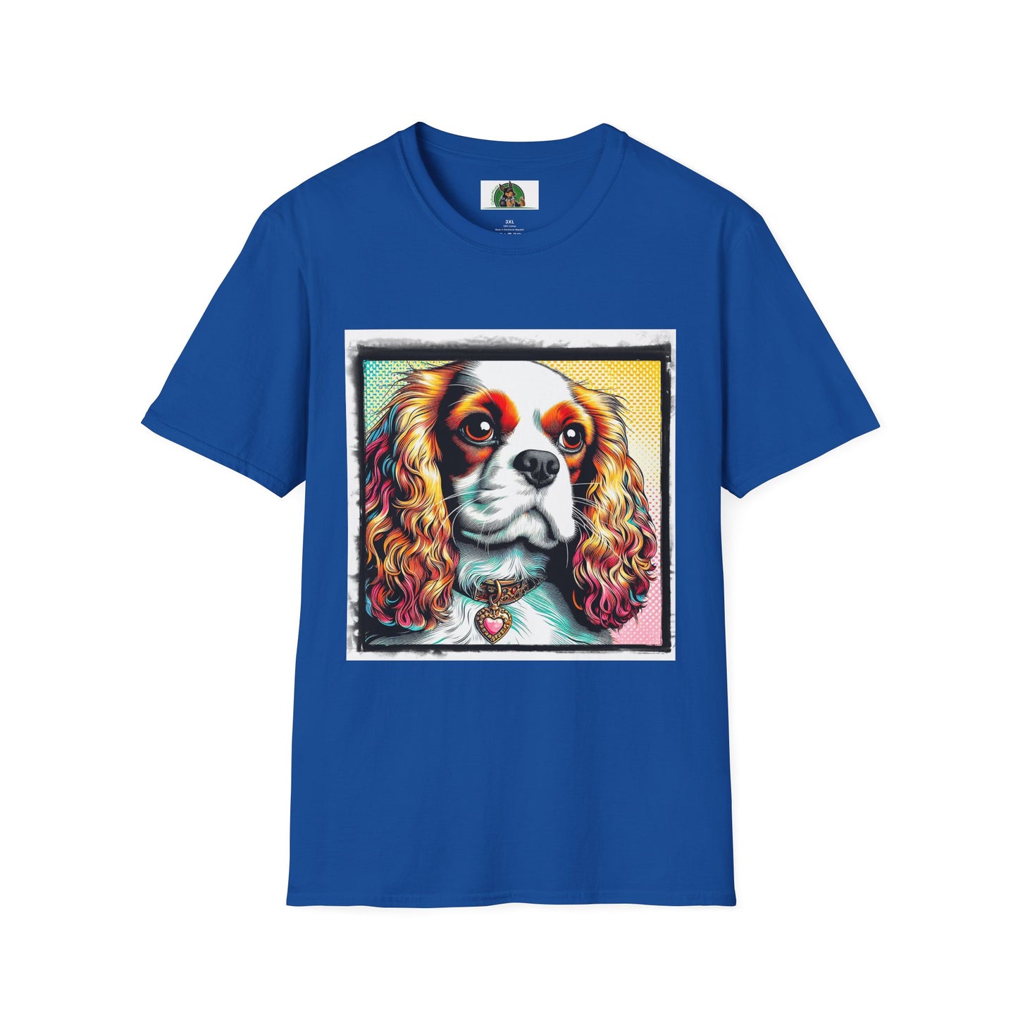 Cavalier King Charles Spaniel Dog Wearing Heart Collar TShirt T-Shirt Printify XS Royal