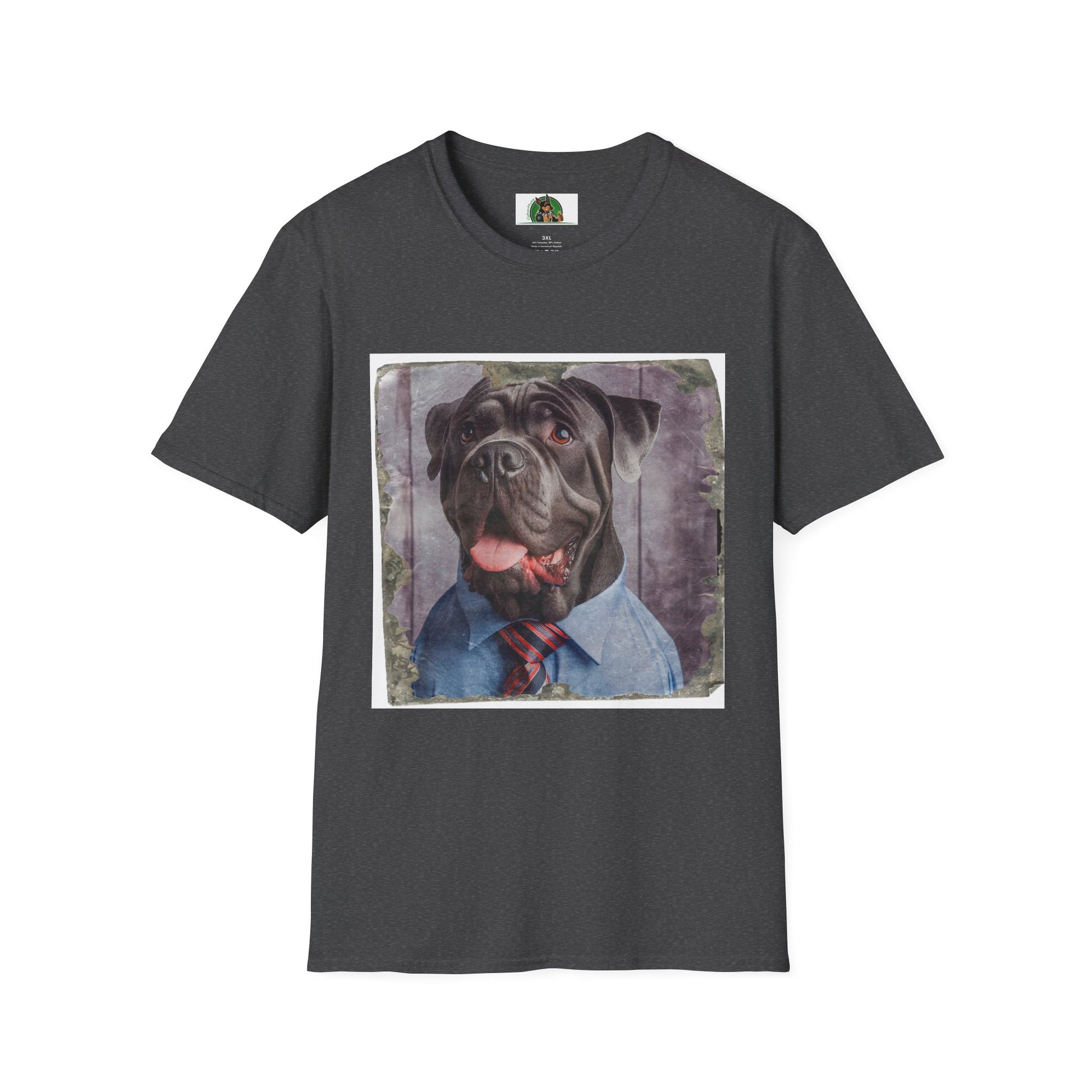 Cane Corso Wearing Suit And Tie TShirt T-Shirt Printify XS Dark Heather