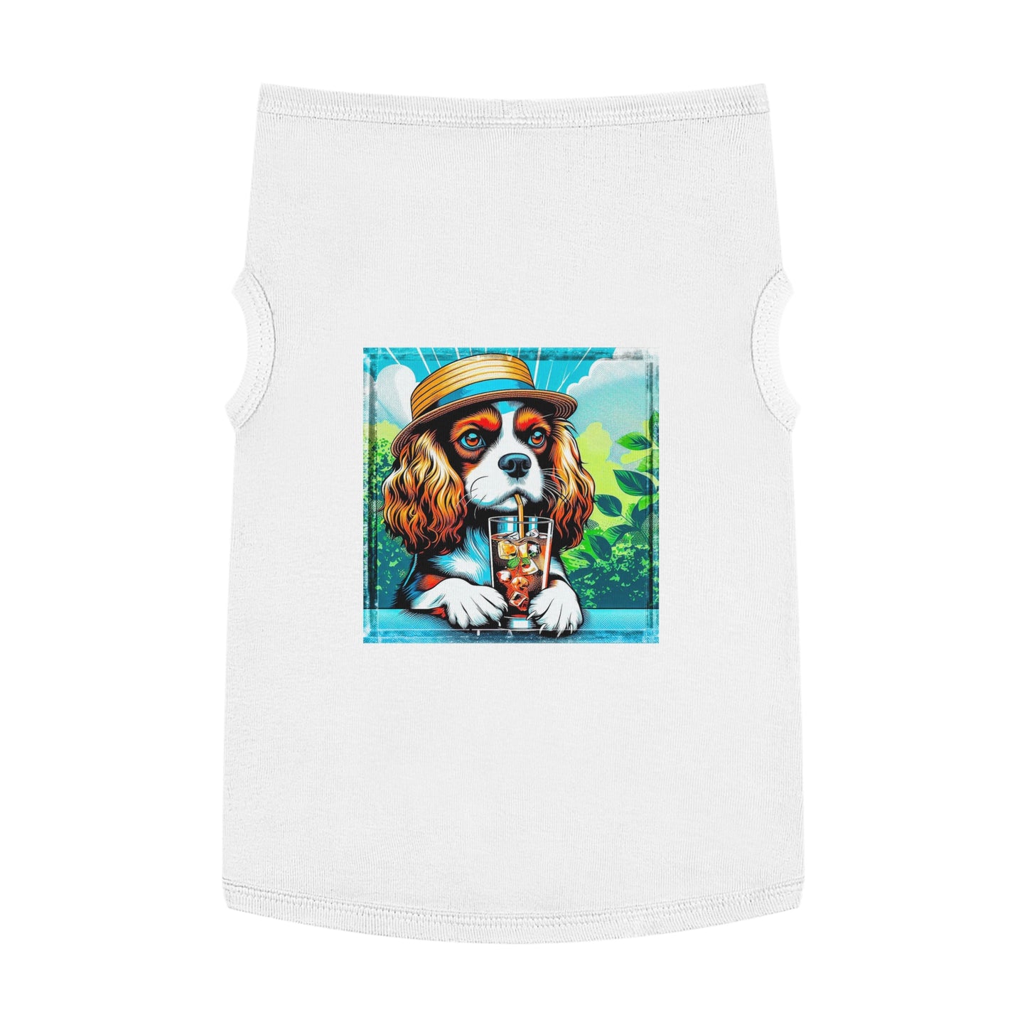 Pet Tank Top Cavalier King Charles Spaniel Tea Sipping T Shirt Pets Printify XL White