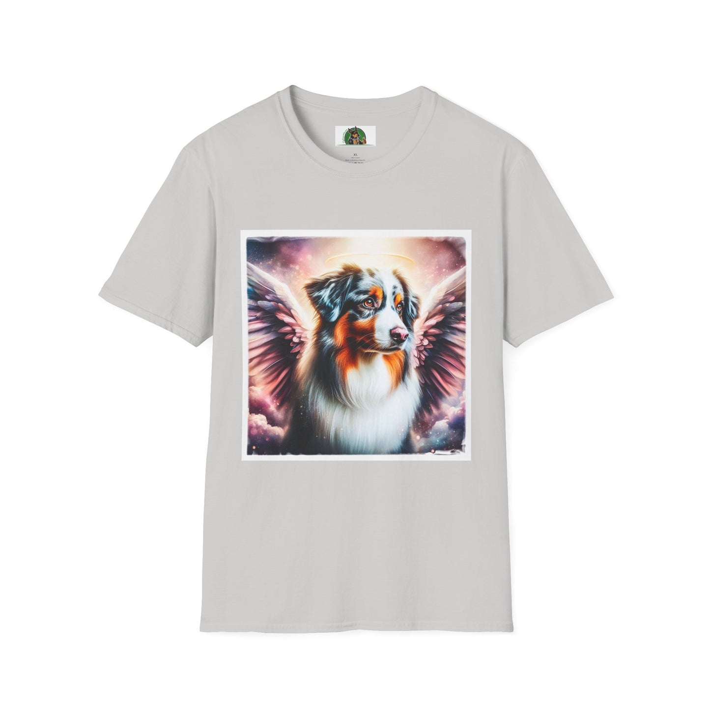 Australian Shepherd Pink Angel Wings T-Shirt Printify S Ice Grey 