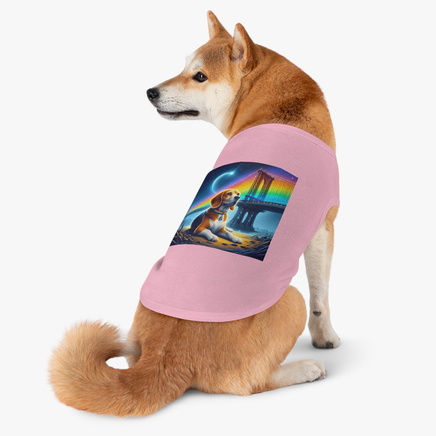 Pet Tank Top Beagle Under Rainbow Bridge Pets Printify   