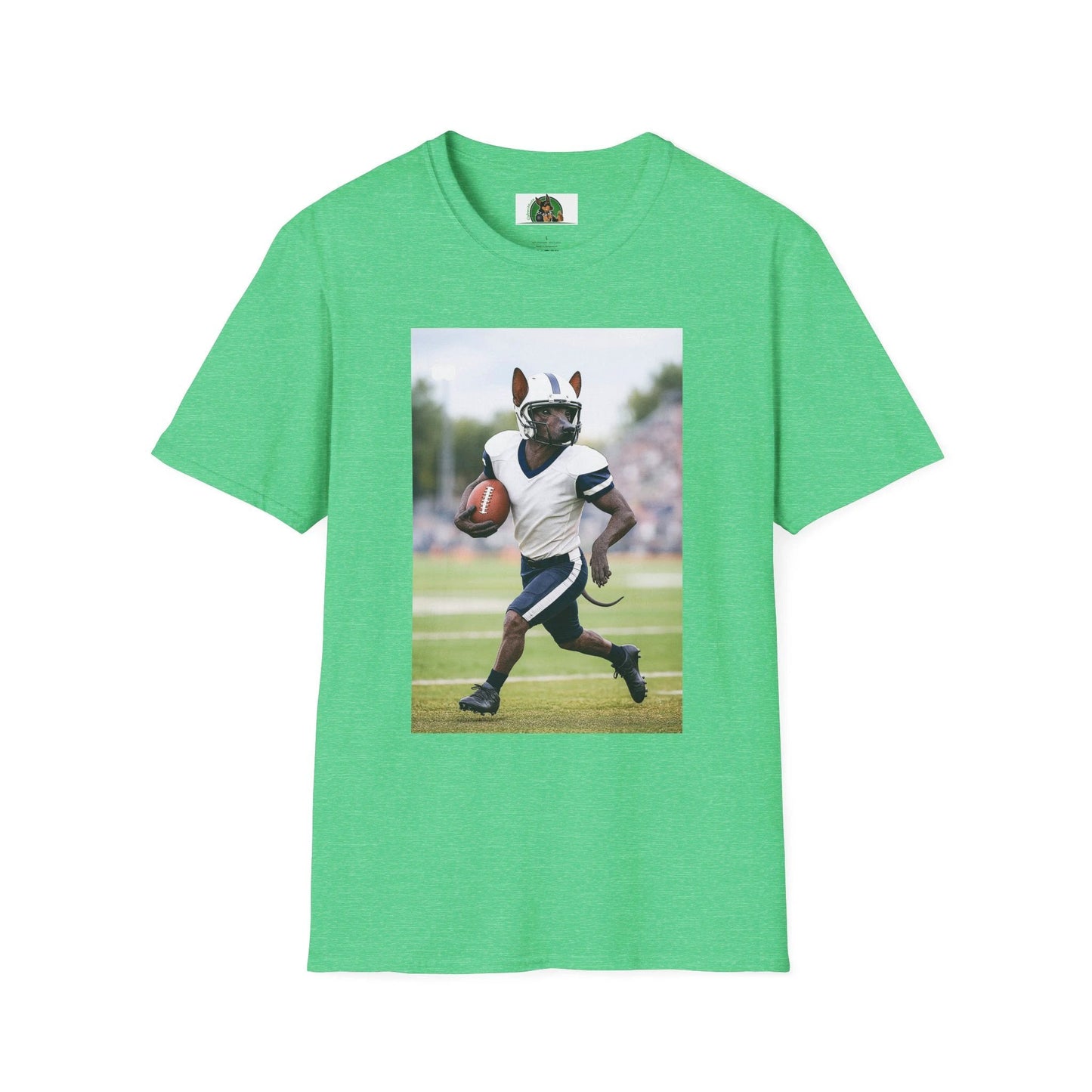 Mexican Hairless Dog Football T-Shirt — Dog Lover Sports Tee T-Shirt Printify Heather Irish Green S