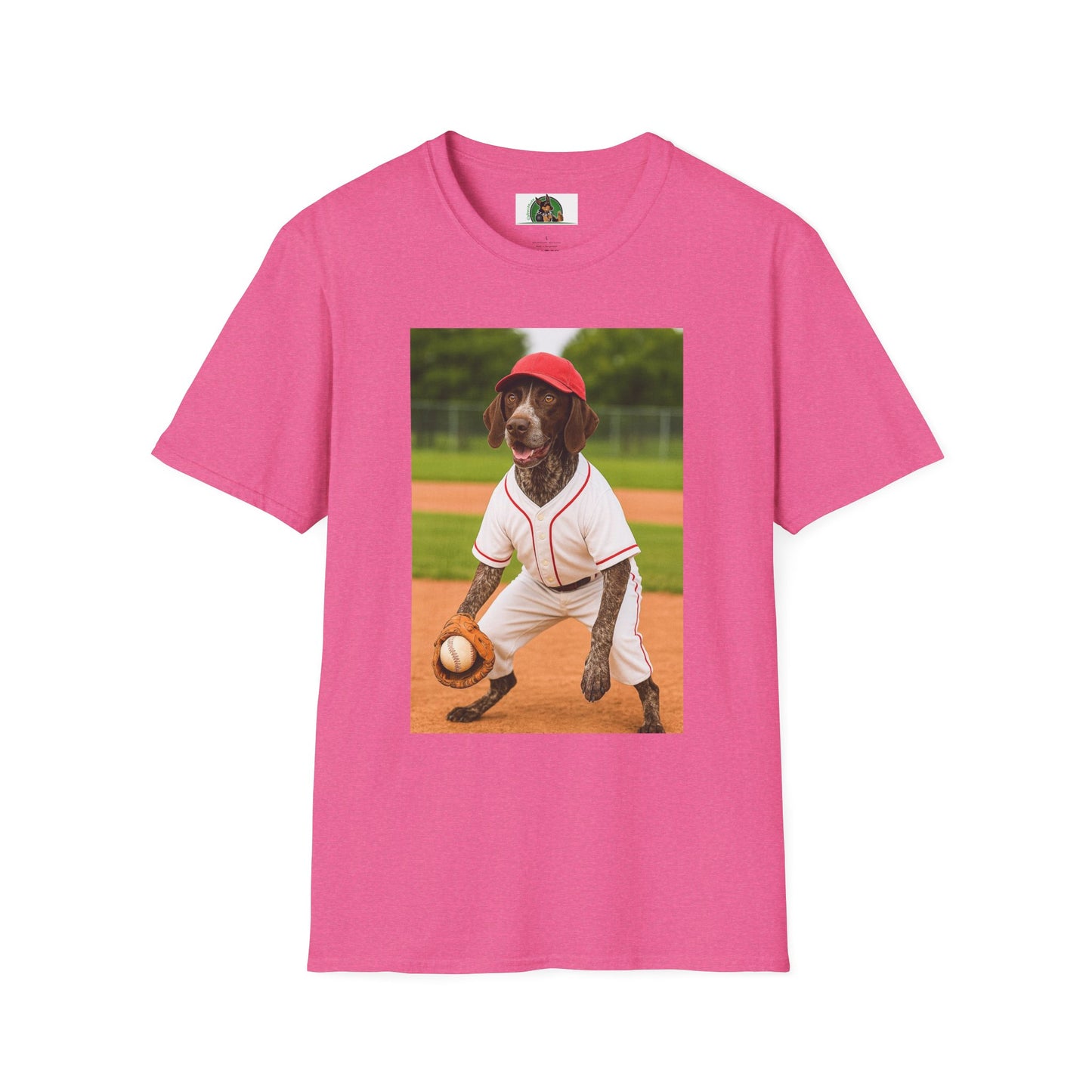 Baseball Sports German Shorthair T-Shirt T-Shirt Printify Heather Heliconia S