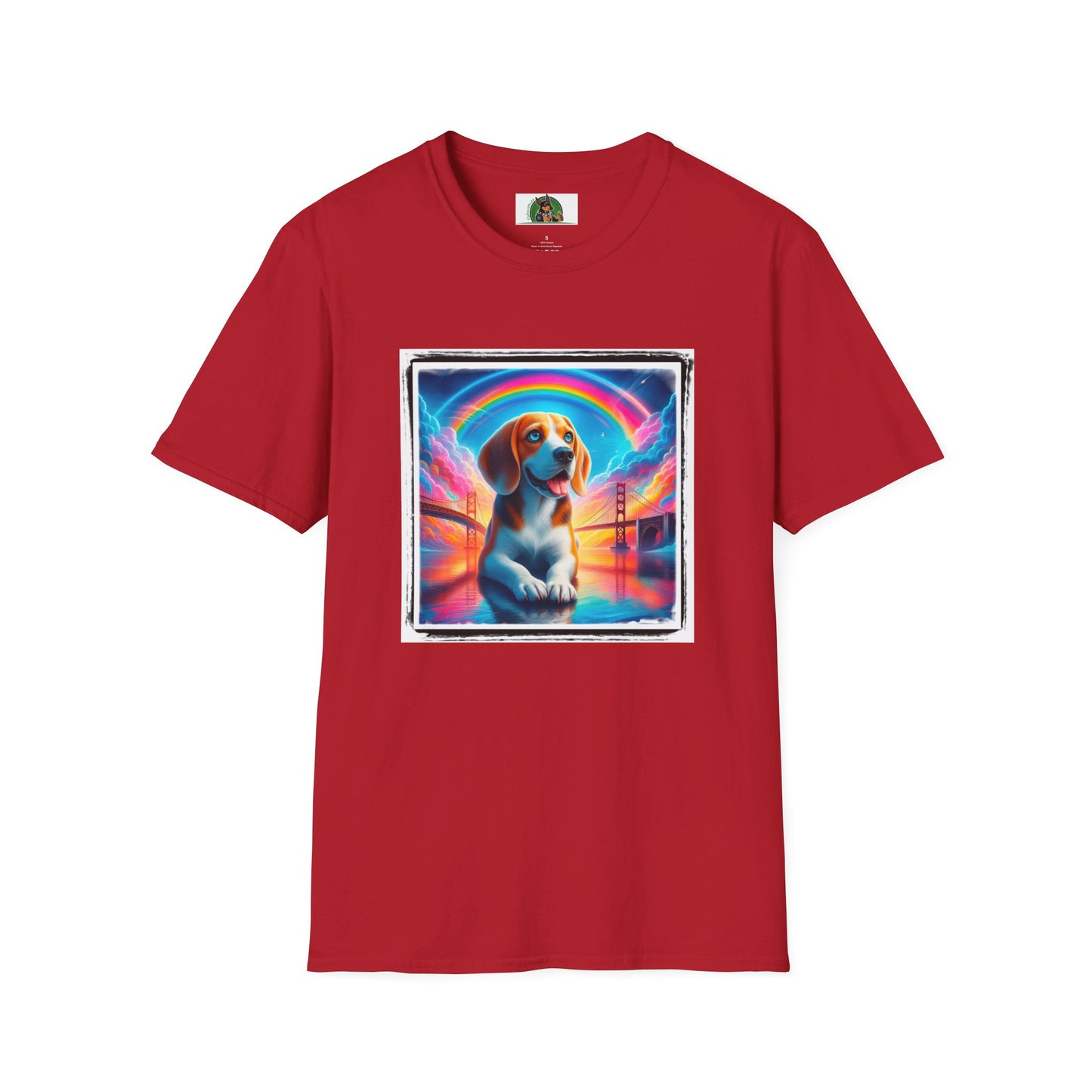 Beagle Rainbow Bridge T-Shirt Printify S Cherry Red 