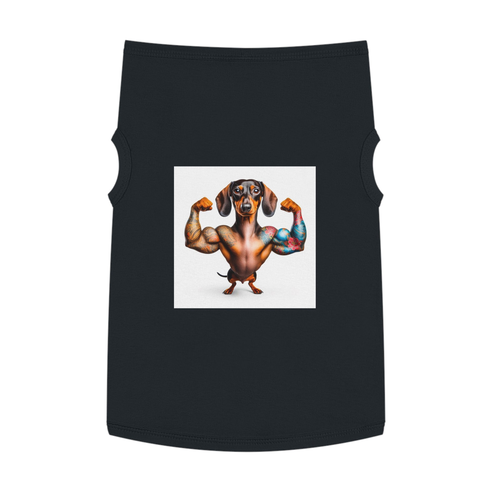 Pet Tank Top Dachshund muscle man t shirt Pets Printify