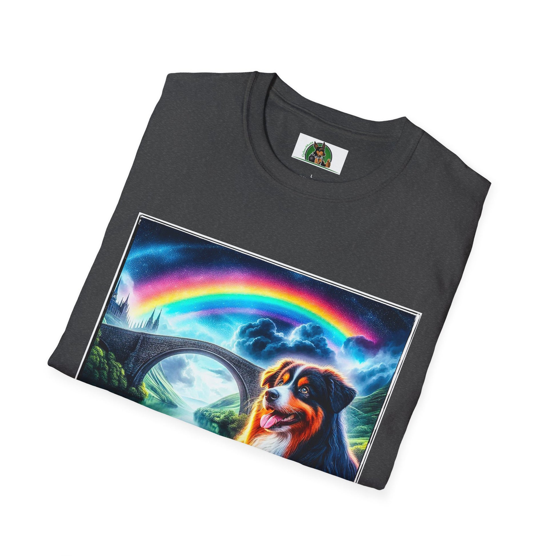 Australian Shepherd Rainbow Bridge And Lake T-Shirt Printify