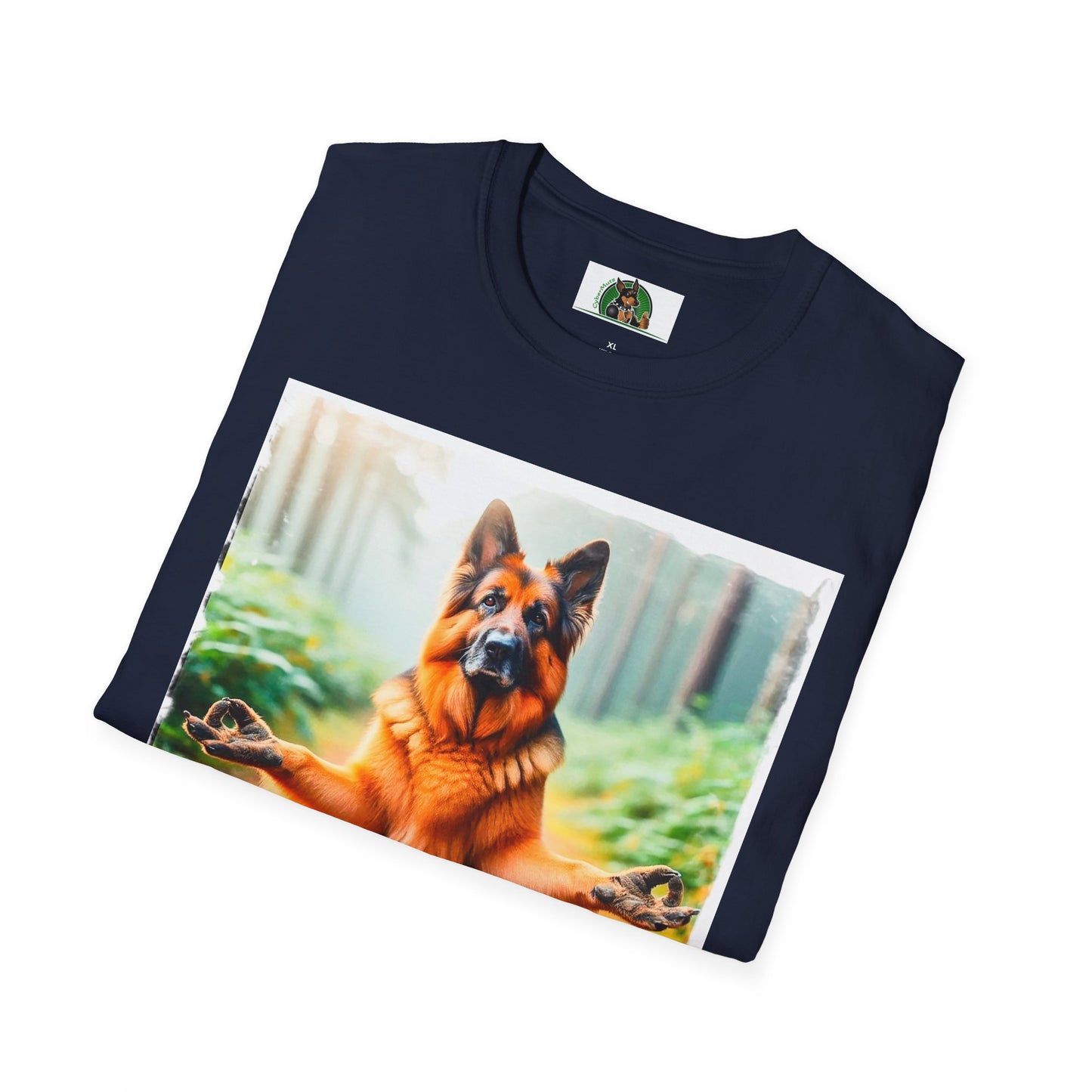 German Shepherd yoga and meditation shift T-Shirt Printify