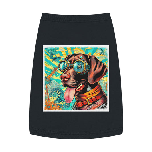 German Shorthaired Pointer blue and yellow striped steampunk Pets Printify M Black