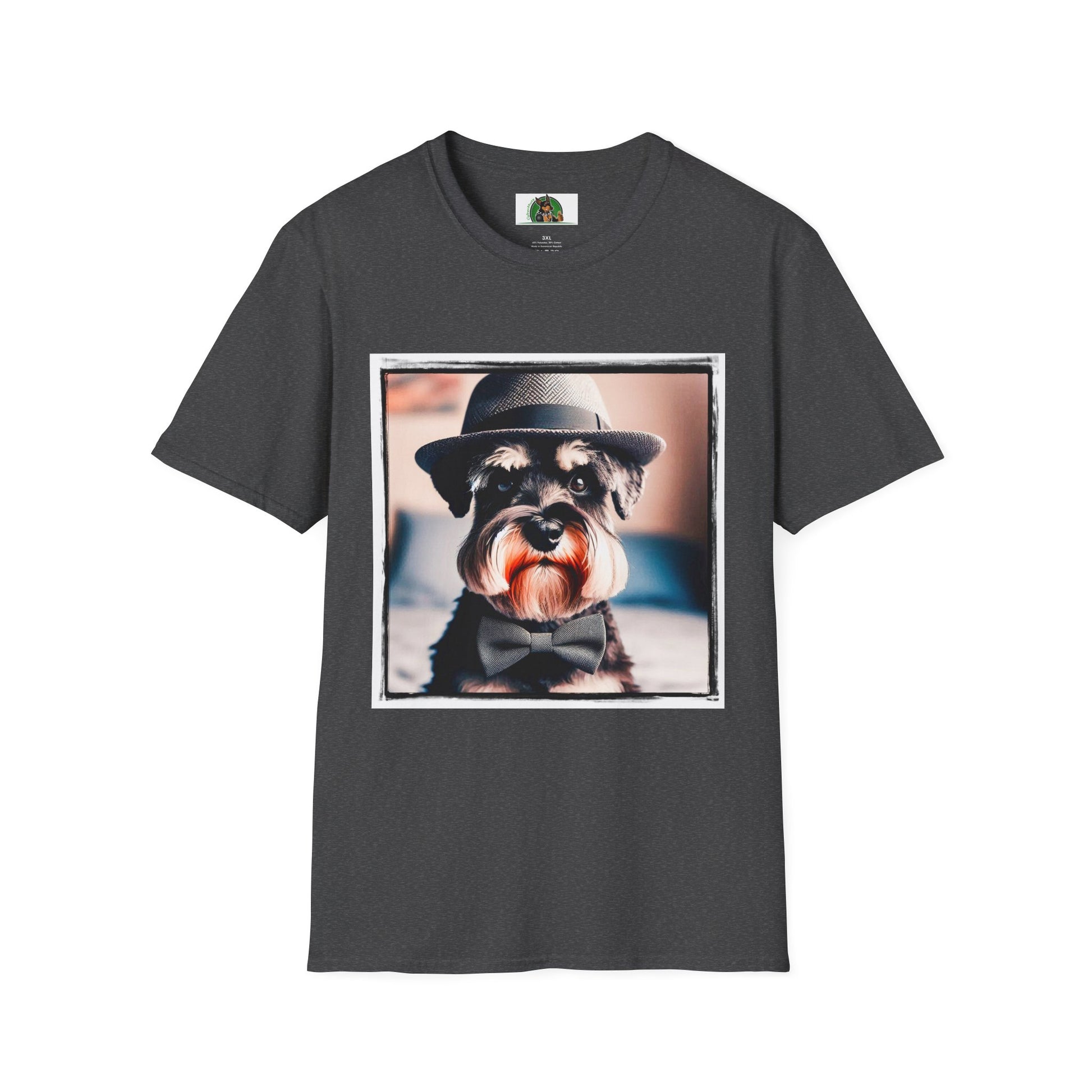 Schnauzer T-Shirt with Miniature Schnauzer Design T-Shirt Printify XS Dark Heather 