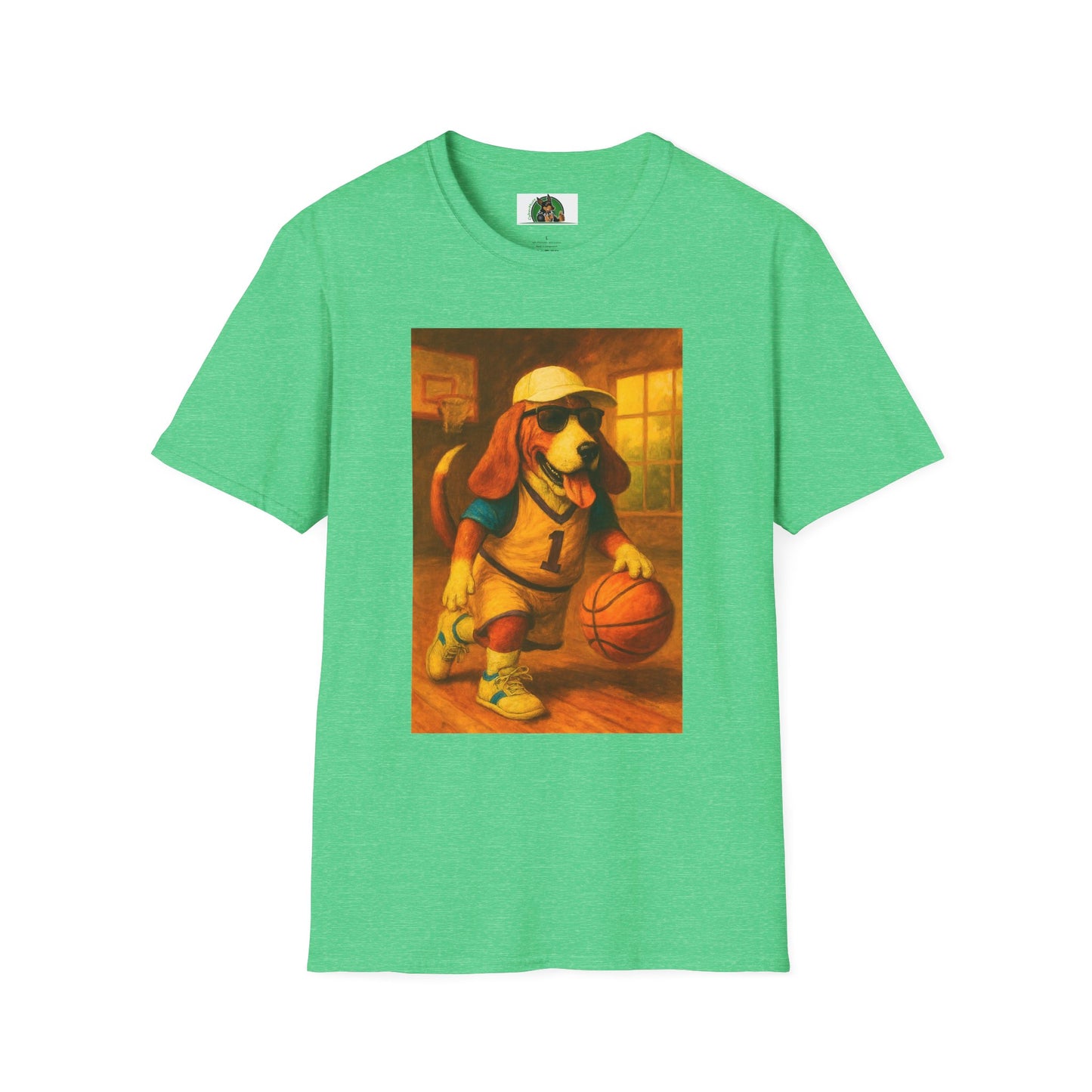 Sports Basketball Bassett Hound T-Shirt T-Shirt Printify Heather Irish Green S