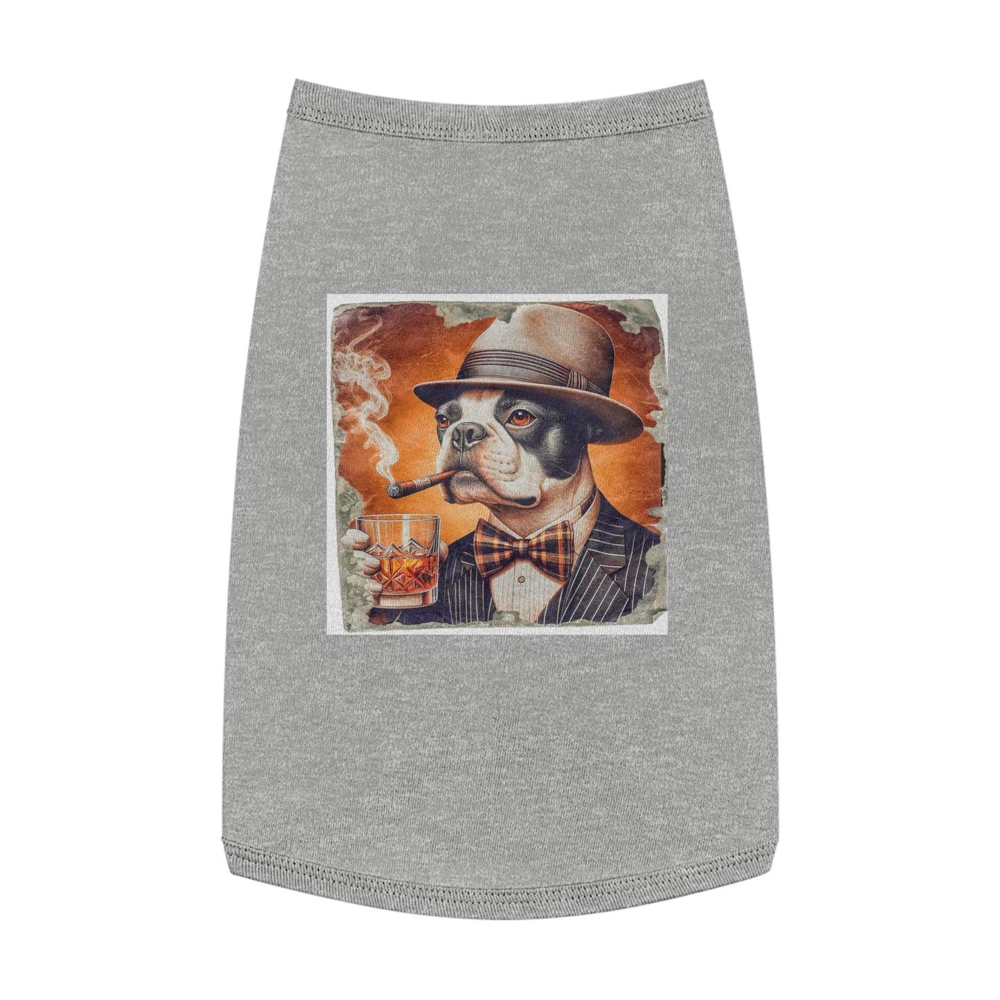 Pet Tank Top Boston Terrier Smoking Cigar Pets Printify L Heather 