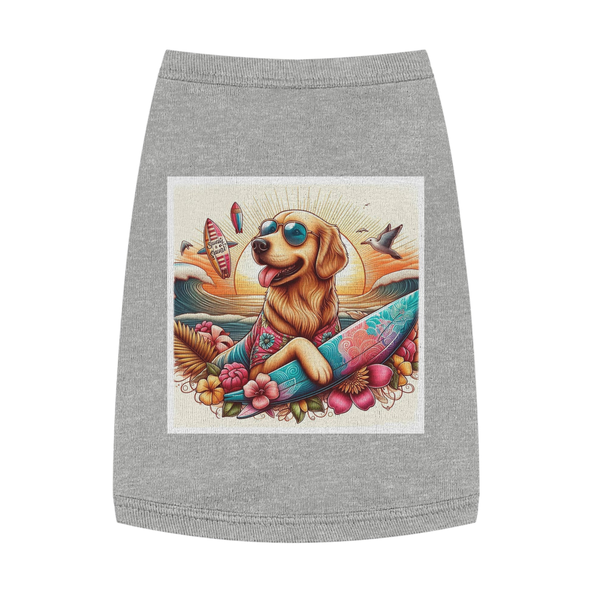 Golden Retriever pet tank top Pets Printify M Heather 