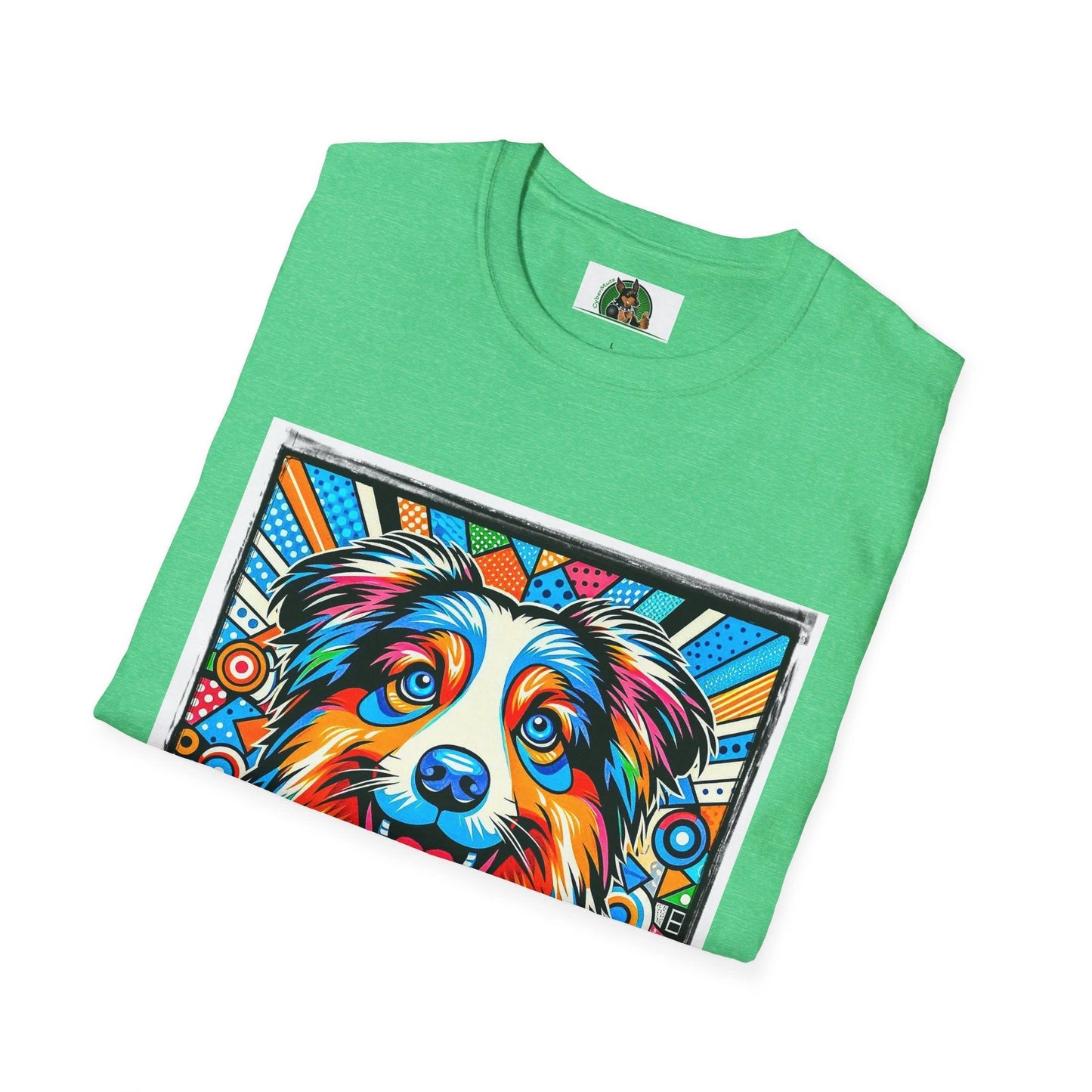 Australian Shepherd Bright Pop Art T Shirt Vibrant Canine Graphic Tee for Dog Lovers by Printify