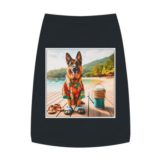 German Shepherd lake day shirt Pets Printify M Black