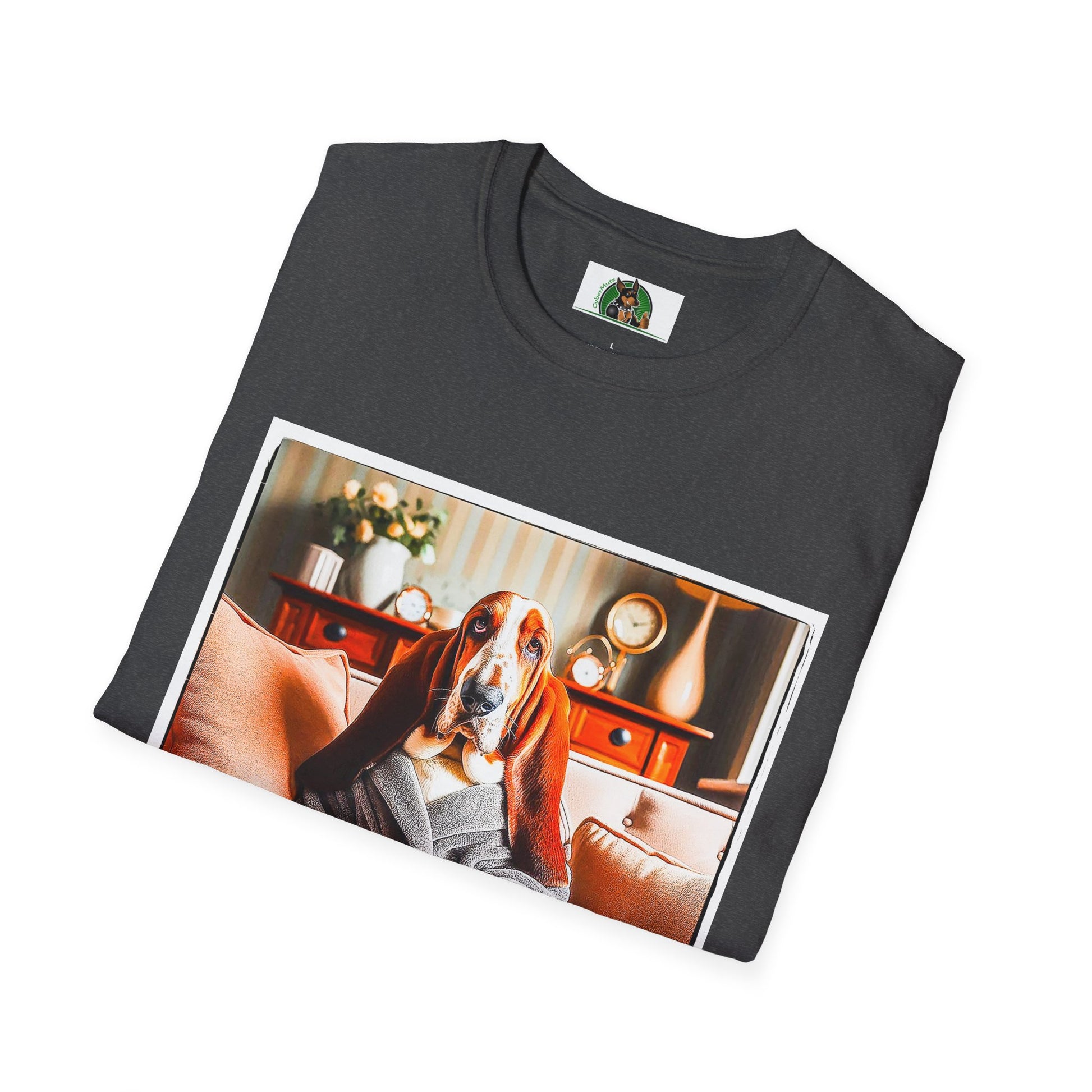 Basset Hound In Bath Robe Sitting On Couch T-Shirt Printify