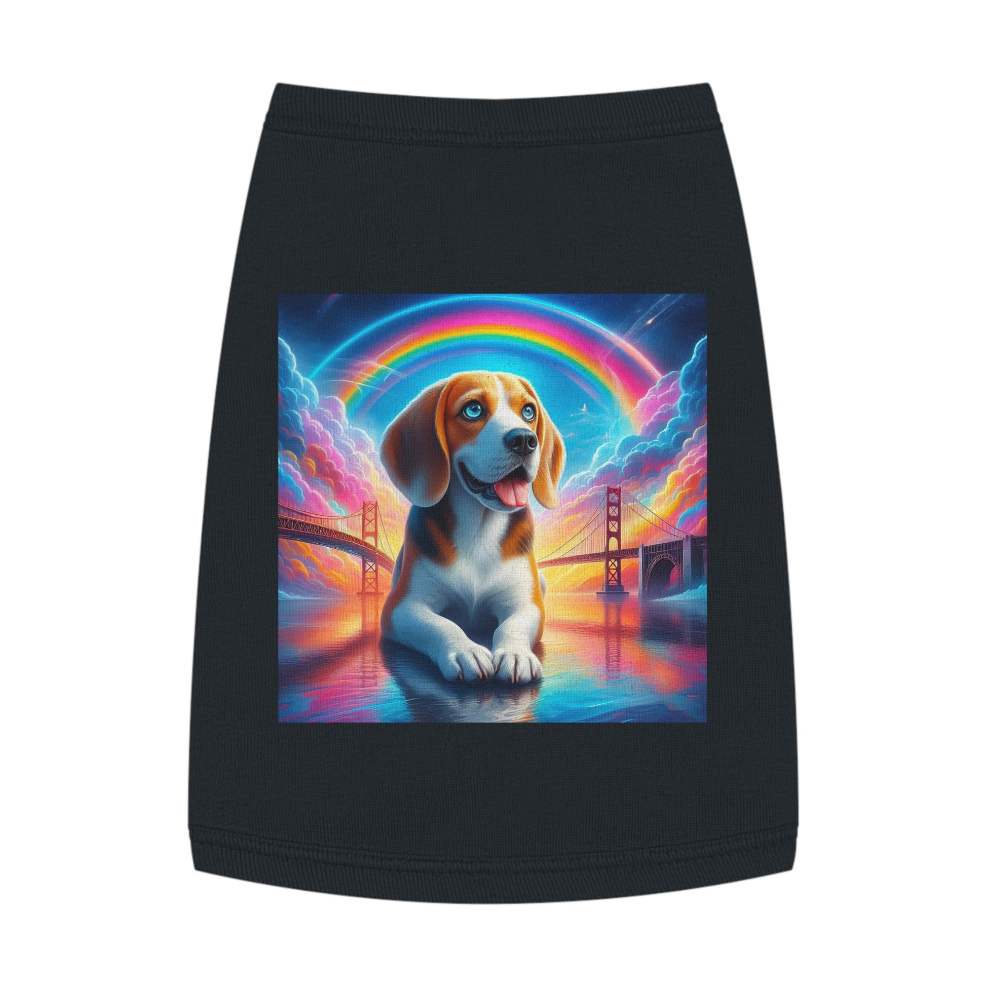 Pet Tank Top Beagle Angel Rainbow Bridge Pets Printify M Black 