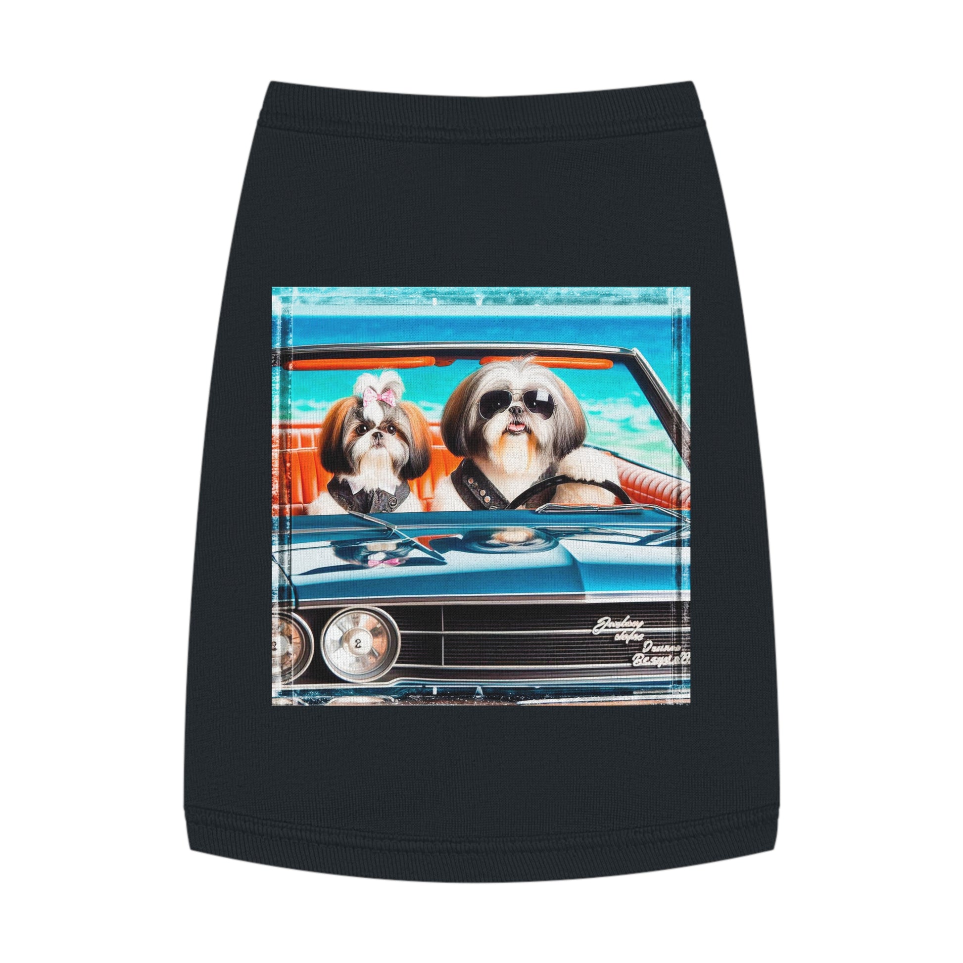 Pet Tank Top Shih Tzu frirbfs Driving Pets Printify M Black