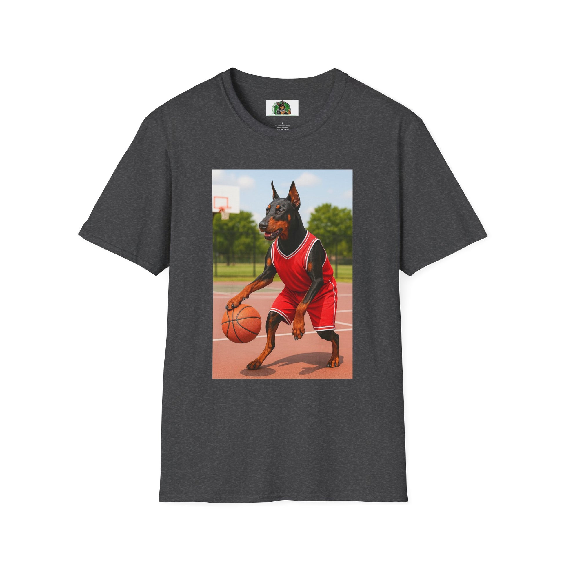 Basketball Doberman Sports T-Shirt T-Shirt Printify Dark Heather XS