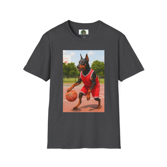 Basketball Doberman Sports T-Shirt T-Shirt Printify Dark Heather XS