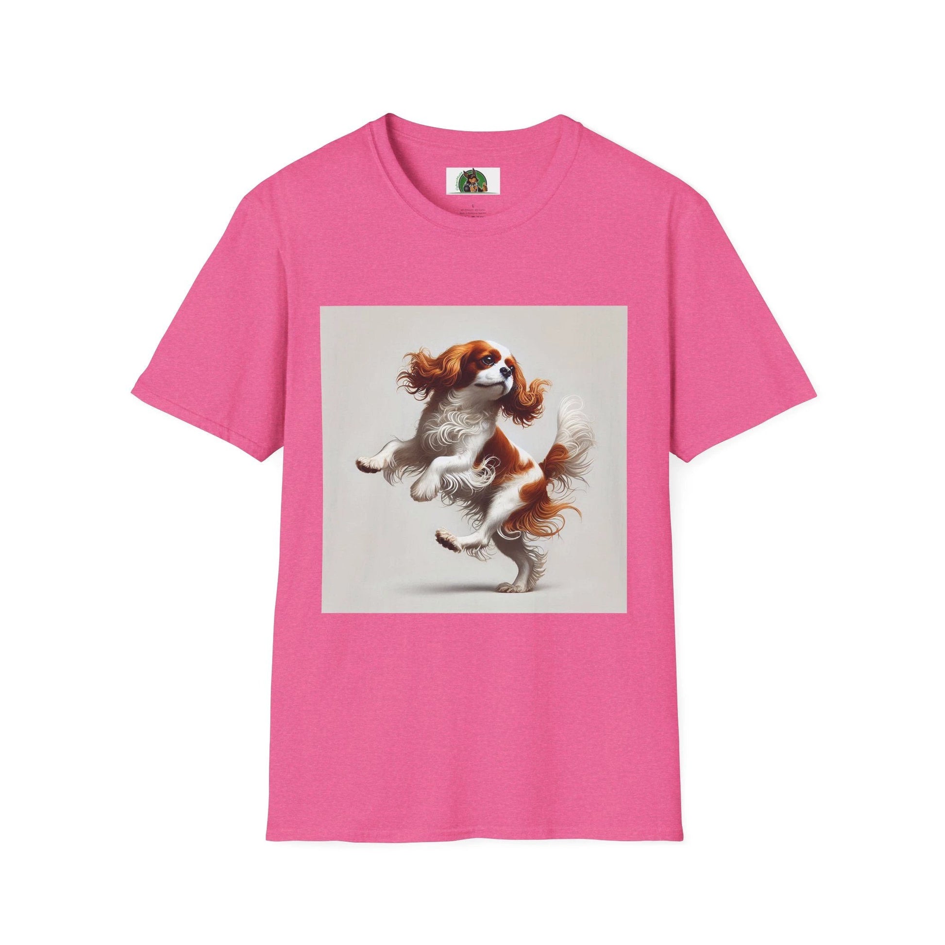 Dancing Dog Cavalier King Charles Spaniel Unisex T Shirt For Dog Lovers Pet Parade Gift Idea T-Shirt Printify S Heather Heliconia