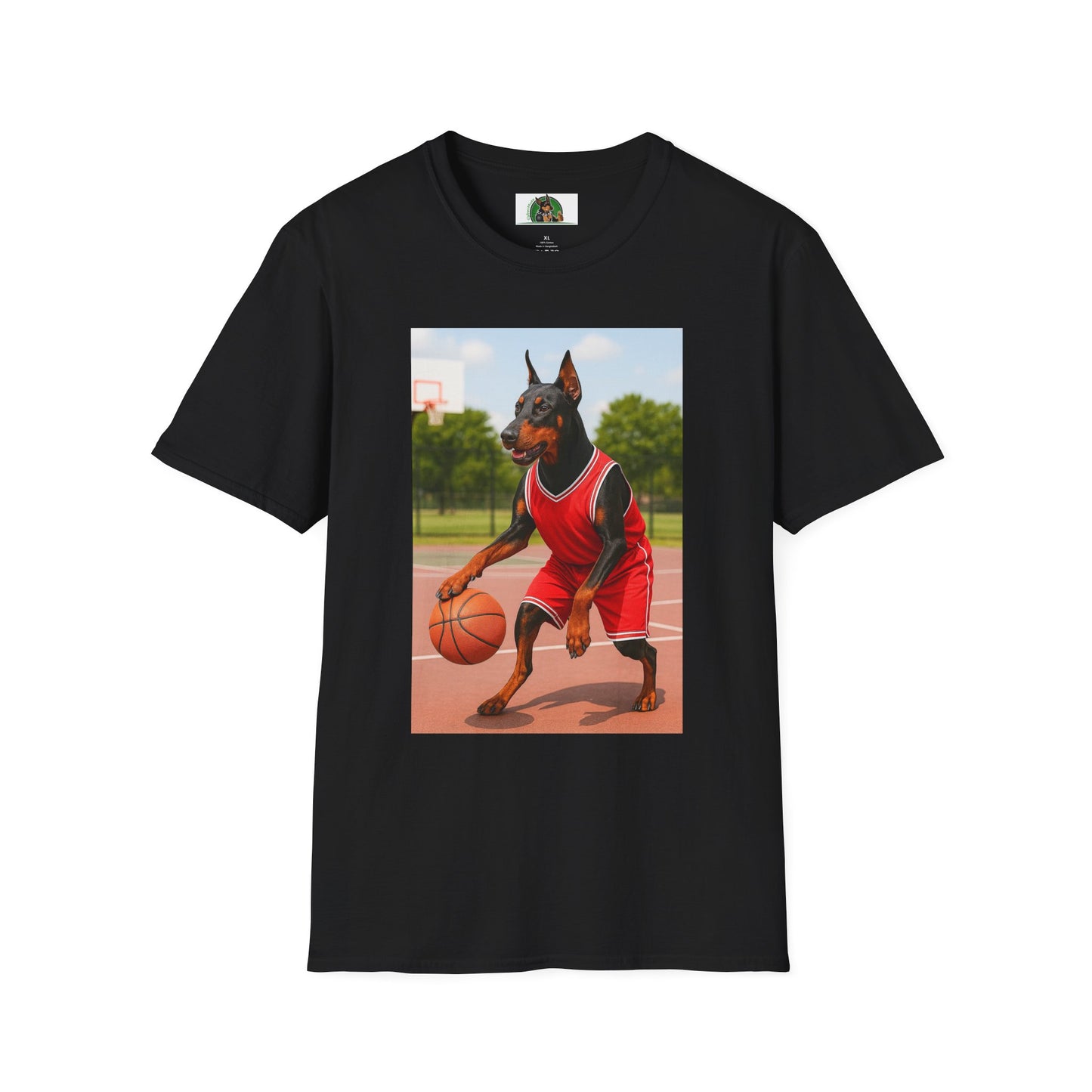 Basketball Doberman Sports T-Shirt T-Shirt Printify Black XS