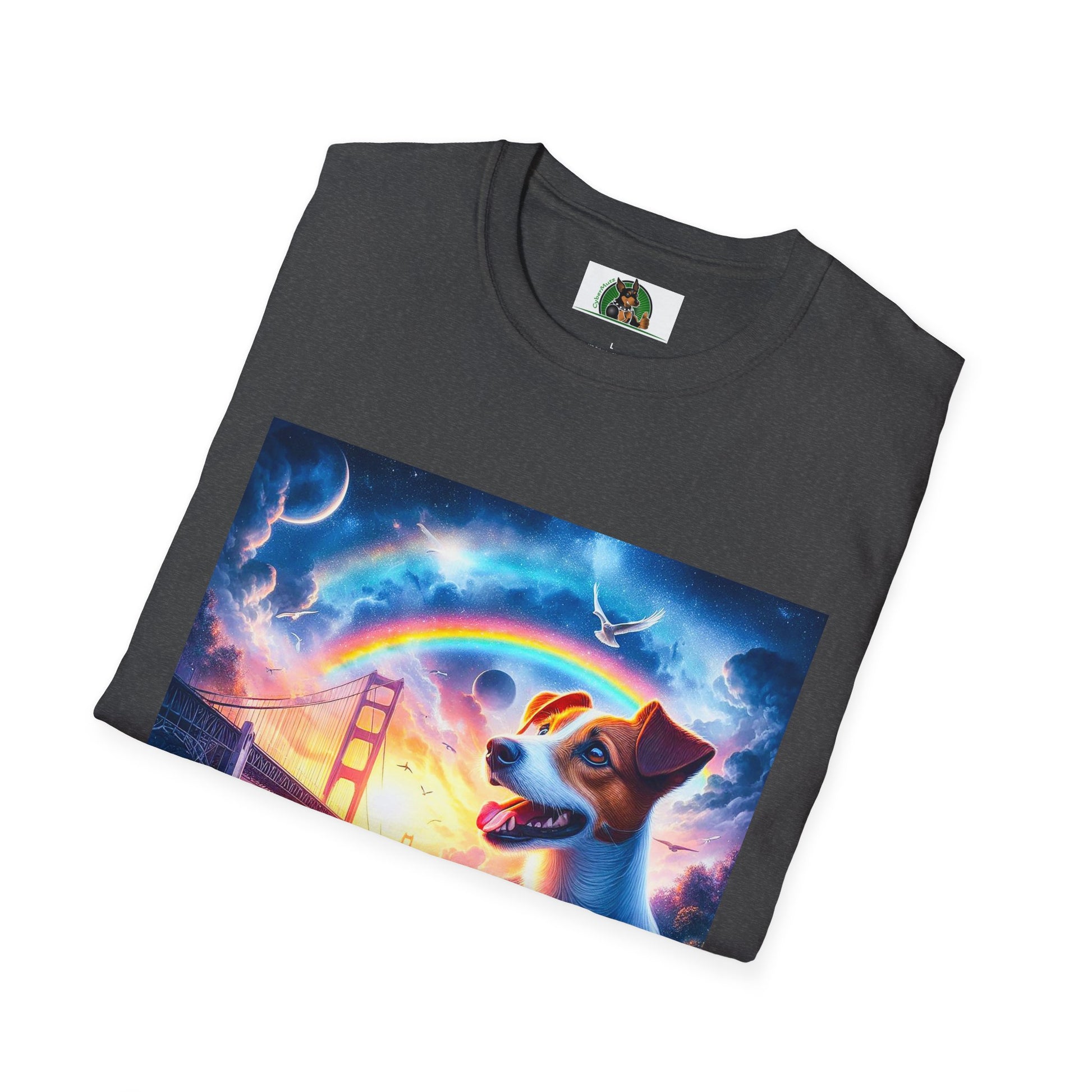 Jack Russell Moon And Dove Rainbow Bridge T-Shirt Printify