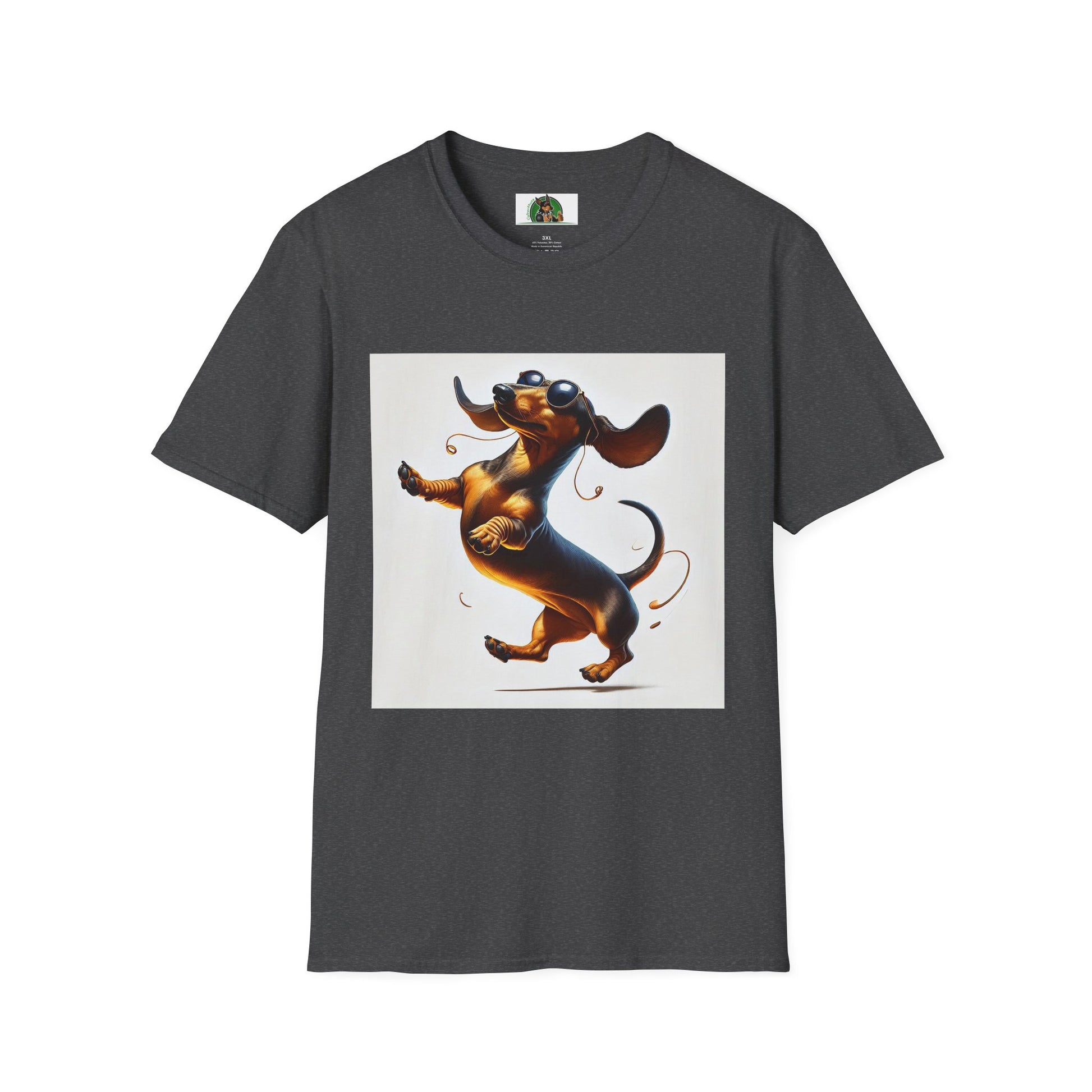 Dachshund Dancing Dog T-Shirt - Fun and Playful Unisex Tee T-Shirt Printify XS Dark Heather