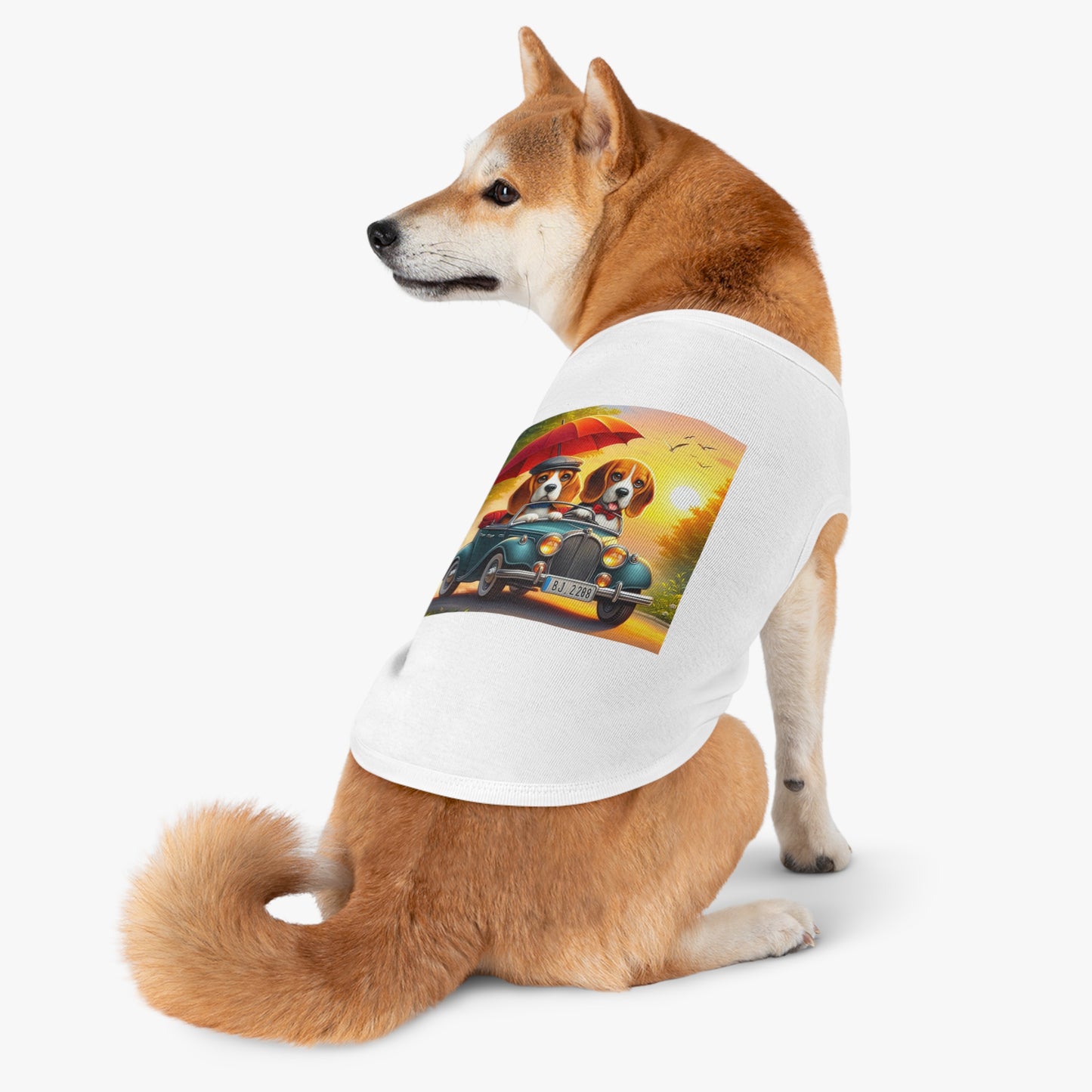 Pet Tank Top Wacky Beagle Dog Couple Sunday Driving Pets Printify   