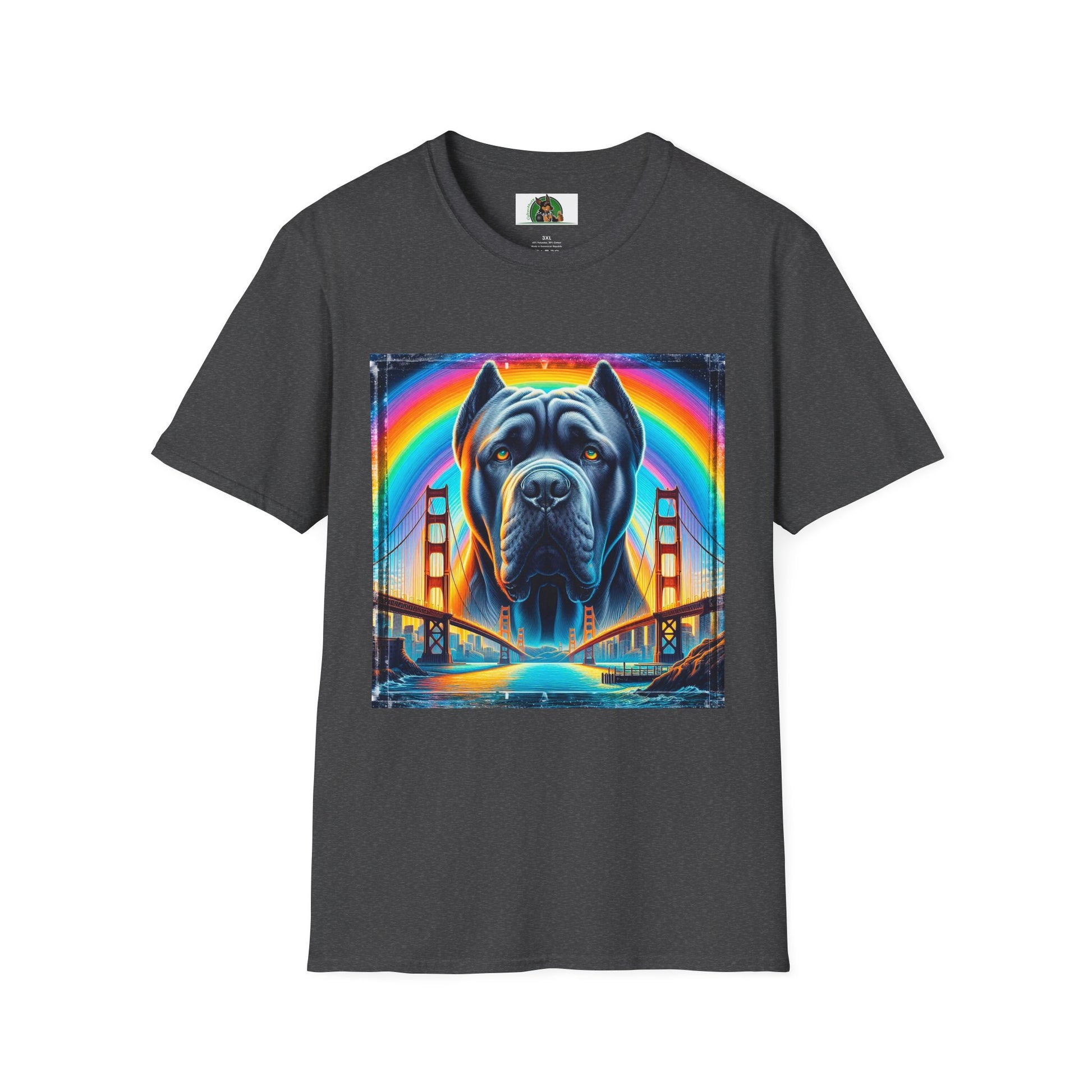 Cane Corso Double Rainbow Bridge TShirt T-Shirt Printify XS Dark Heather