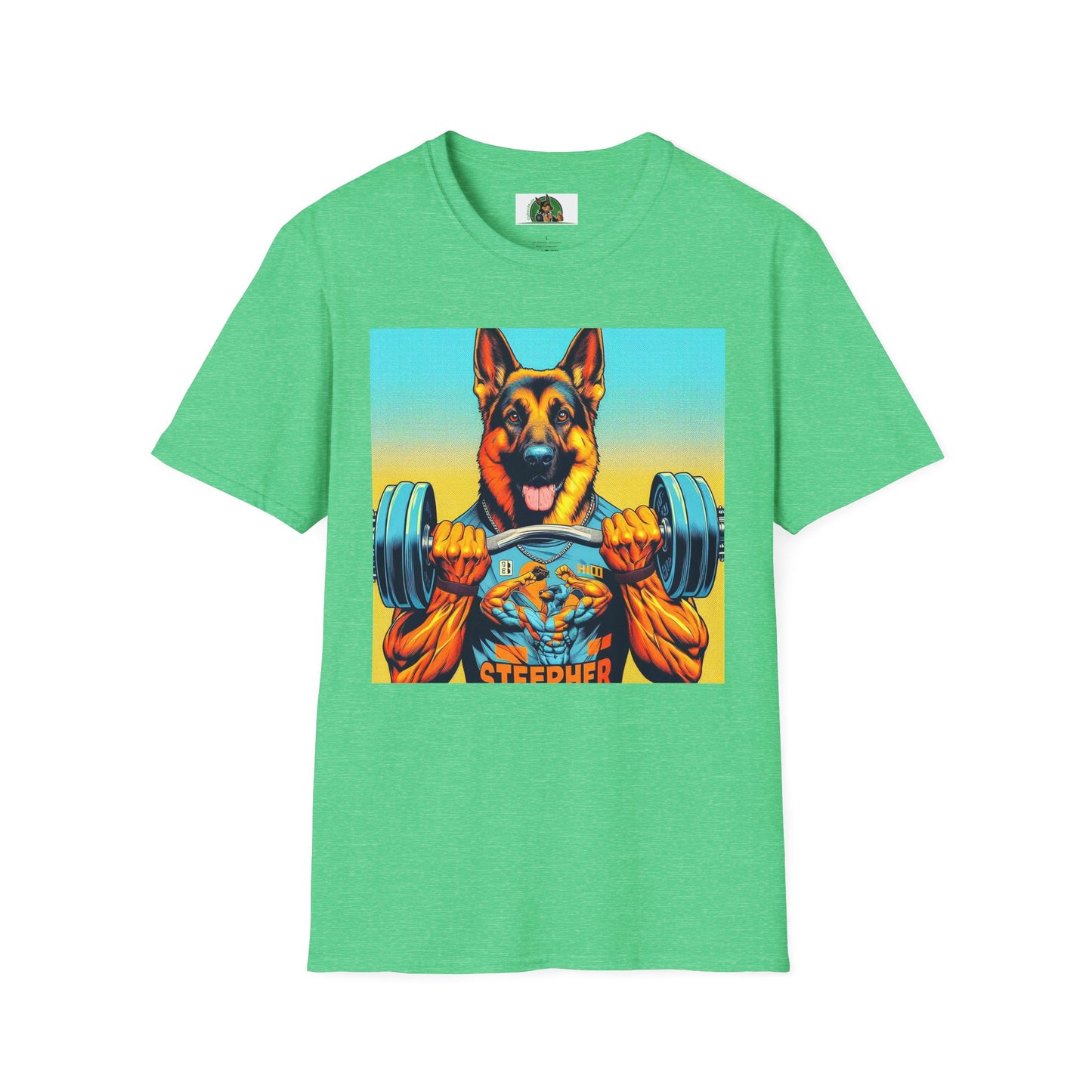 German Shepherd working out T-Shirt Printify Heather Irish Green S